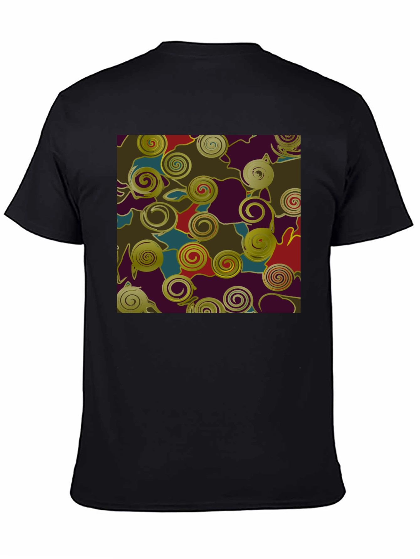 Abstract Swirls Graphic Print Black T-Shirt