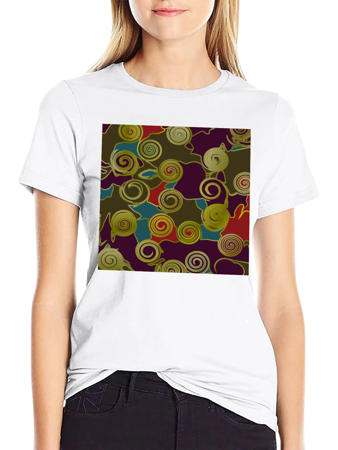 Abstract Swirls Graphic Print Black T-Shirt