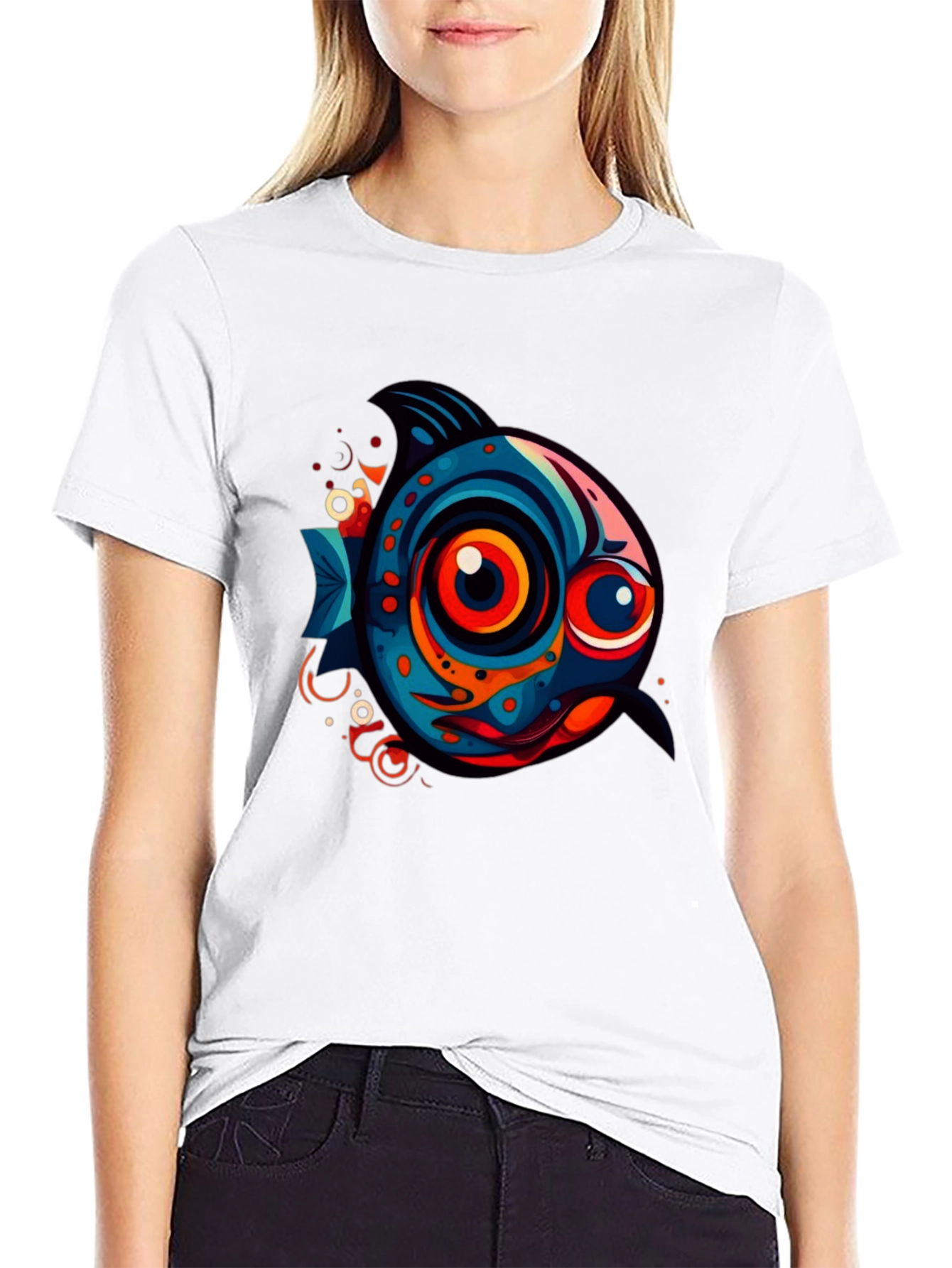 Funky Fish Graphic Tee - Black Cotton T-Shirt