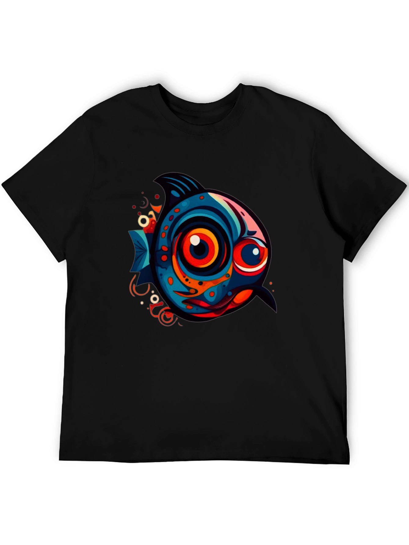 Funky Fish Graphic Tee - Black Cotton T-Shirt
