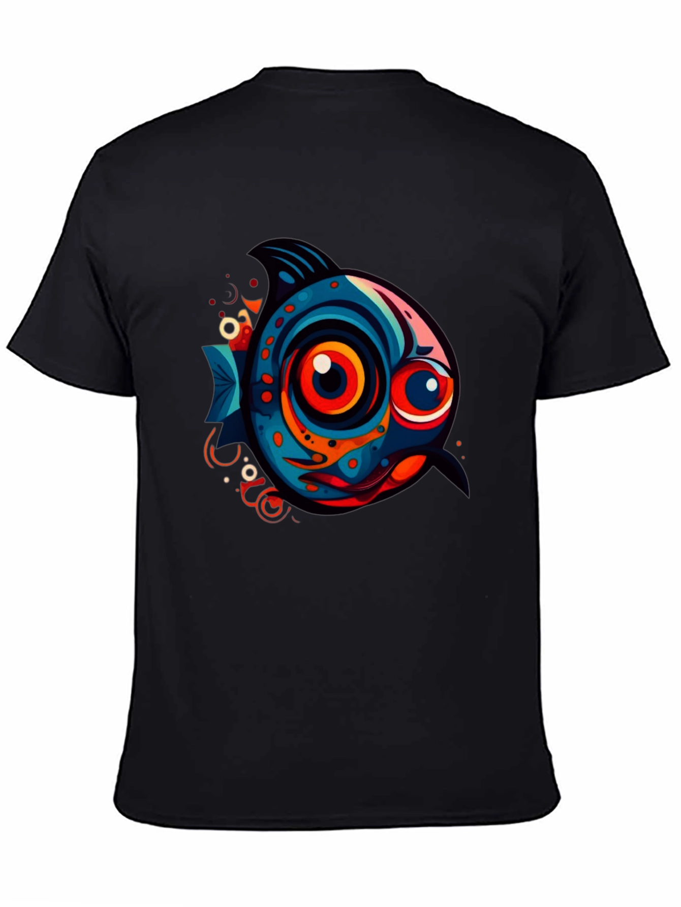 Funky Fish Graphic Tee - Black Cotton T-Shirt