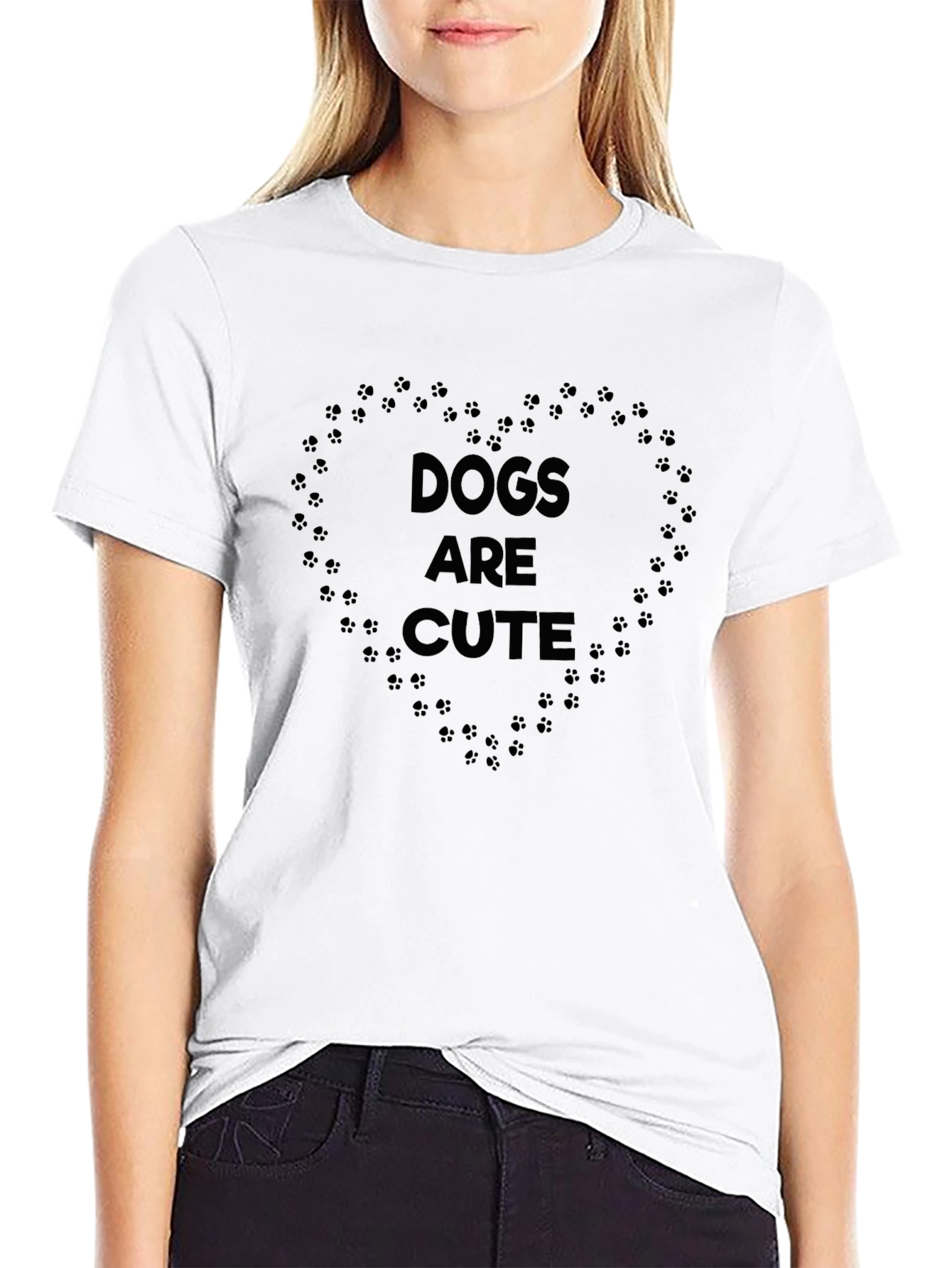 Dogs Are Cute Paw Print Heart T-Shirt