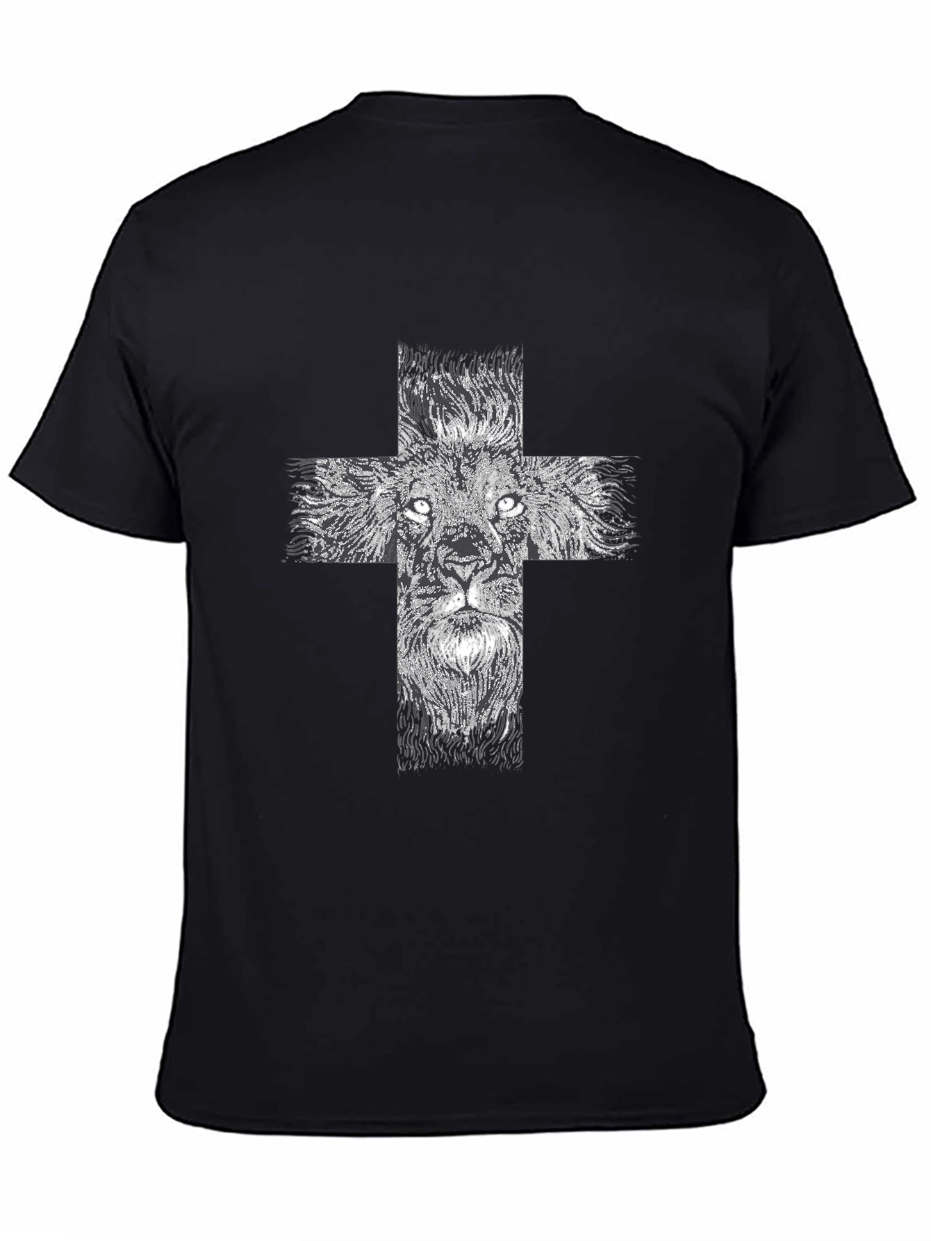 Lion Cross Graphic Black T-Shirt