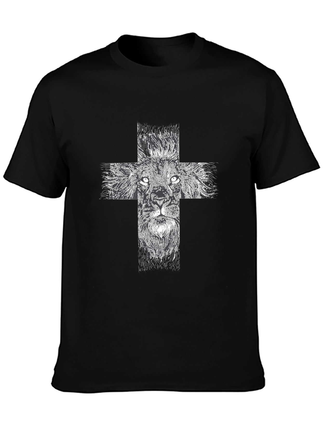 Lion Cross Graphic Black T-Shirt
