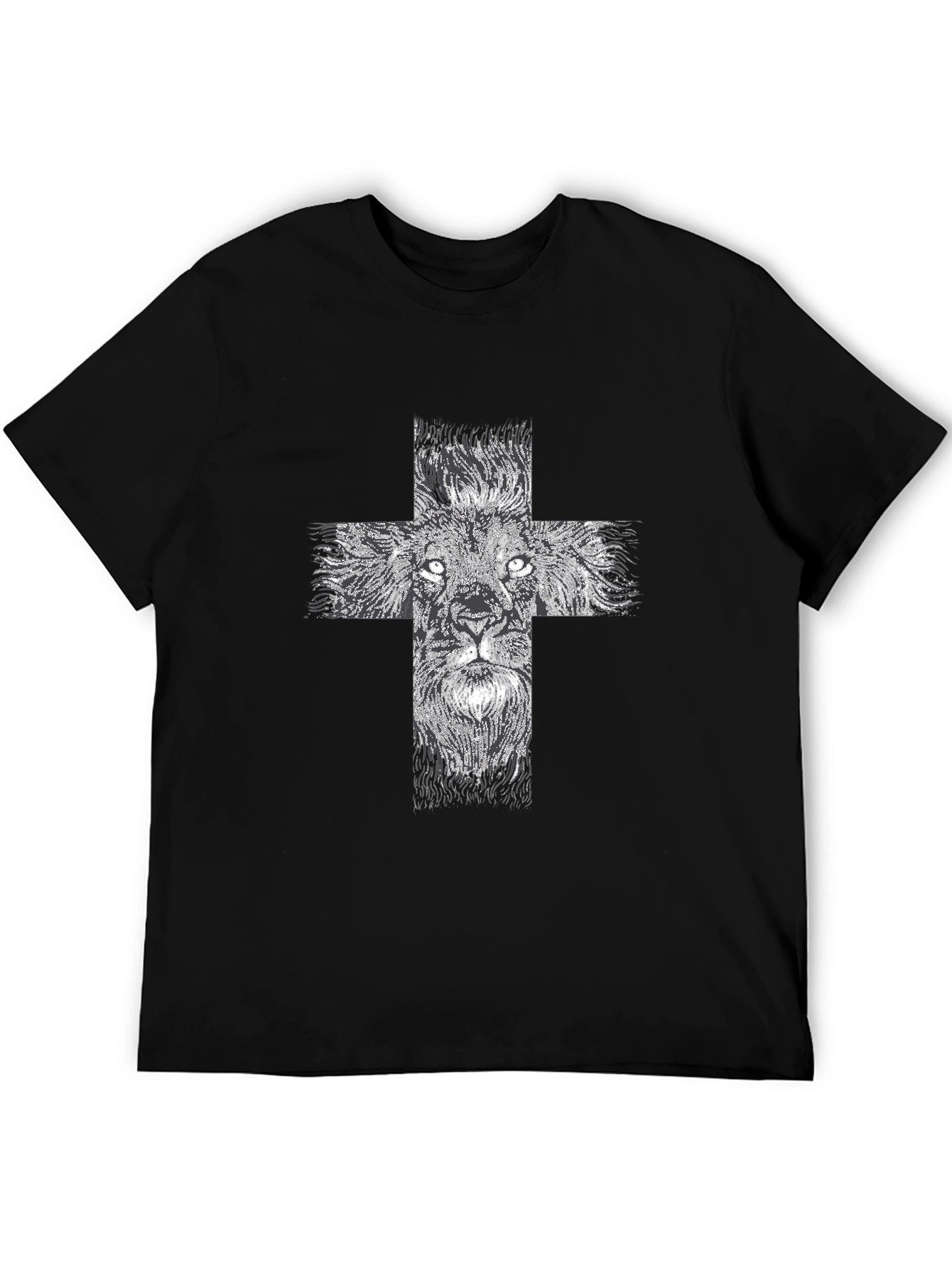 Lion Cross Graphic Black T-Shirt