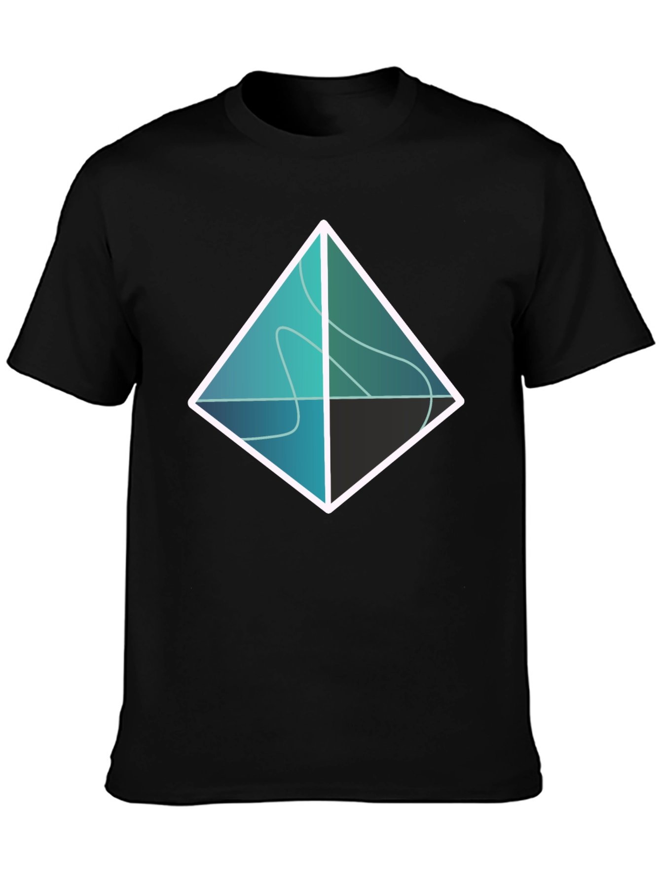 Abstract Geometric Diamond Graphic Tee - Black