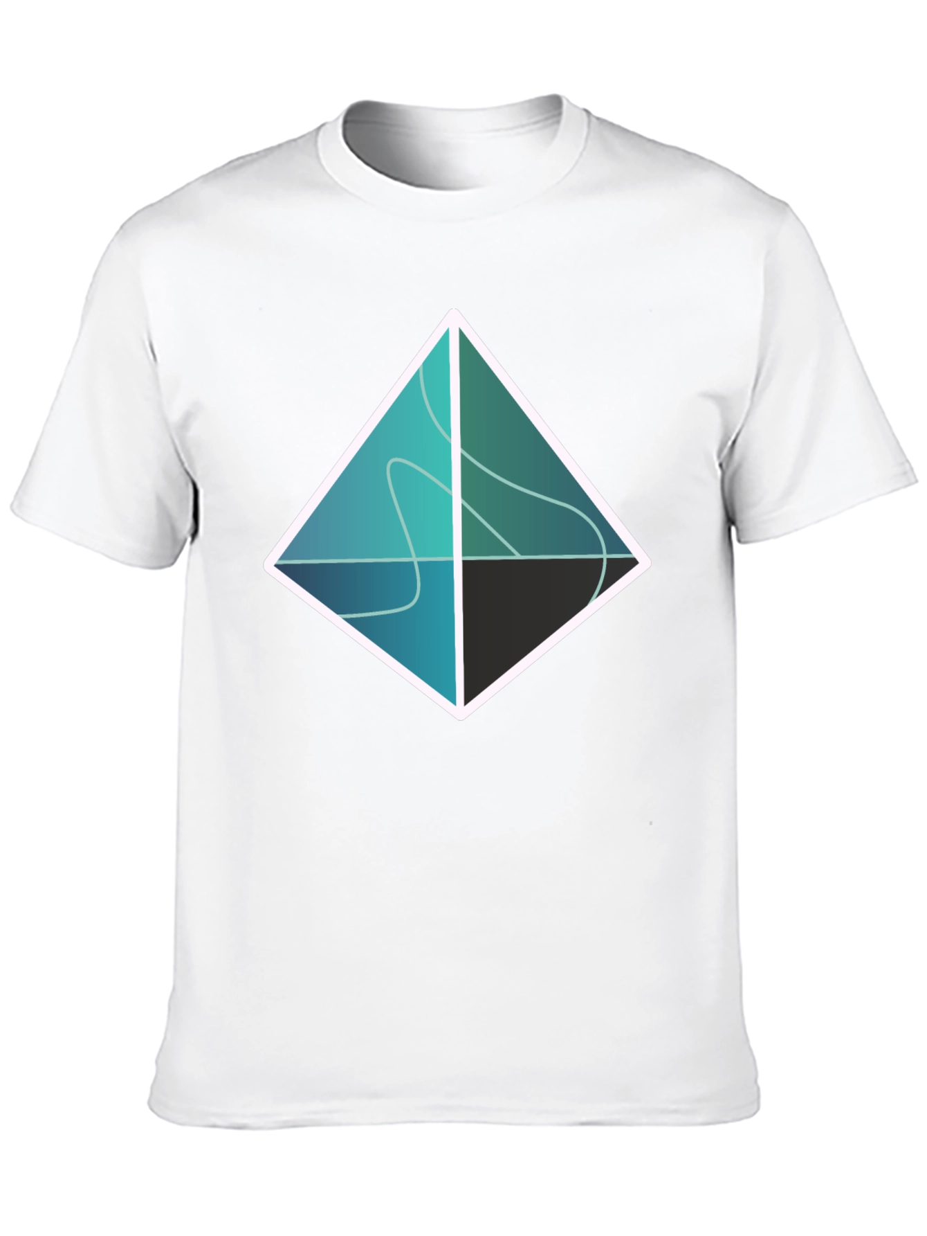 Abstract Geometric Diamond Graphic Tee - Black