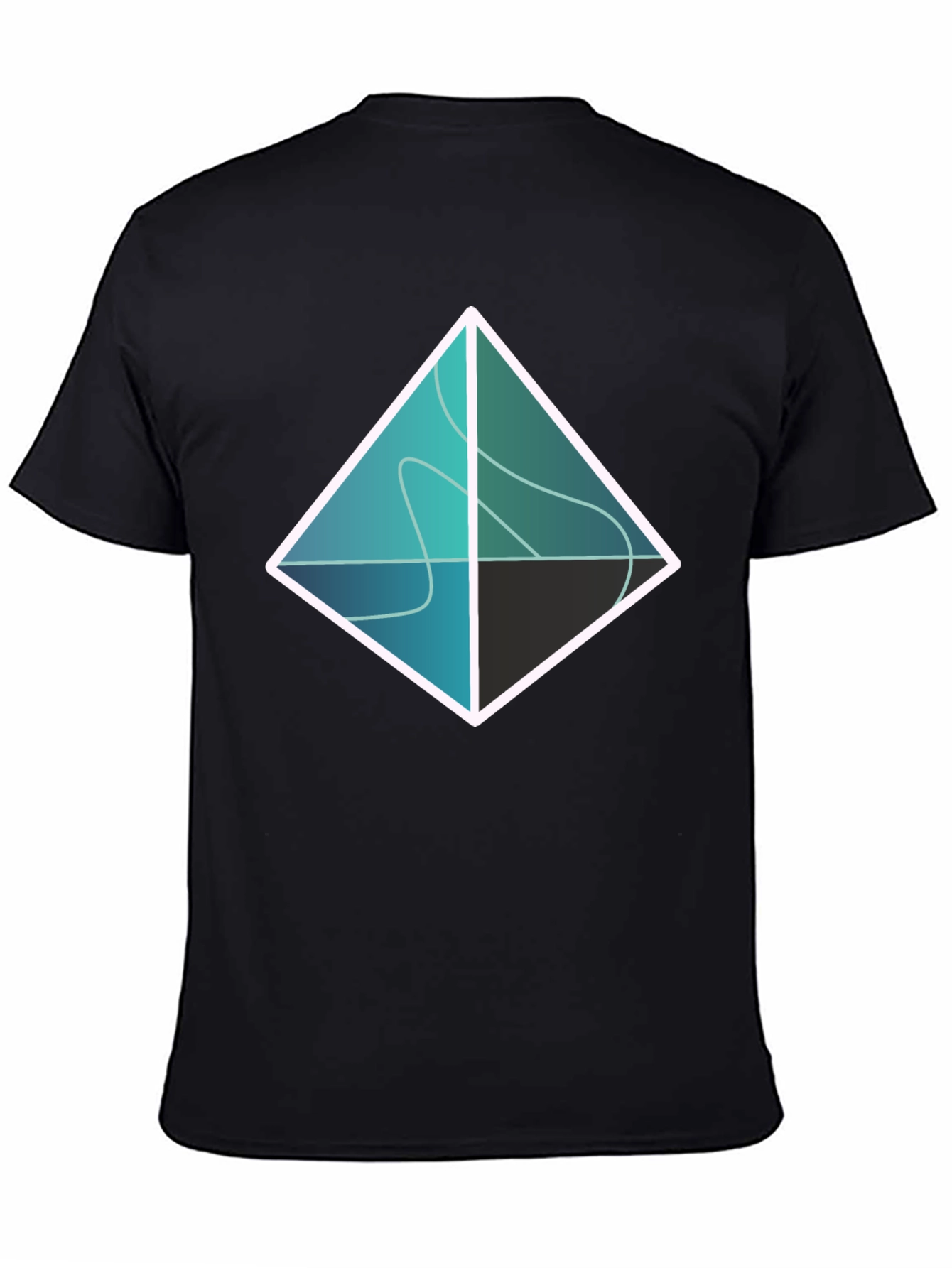 Abstract Geometric Diamond Graphic Tee - Black