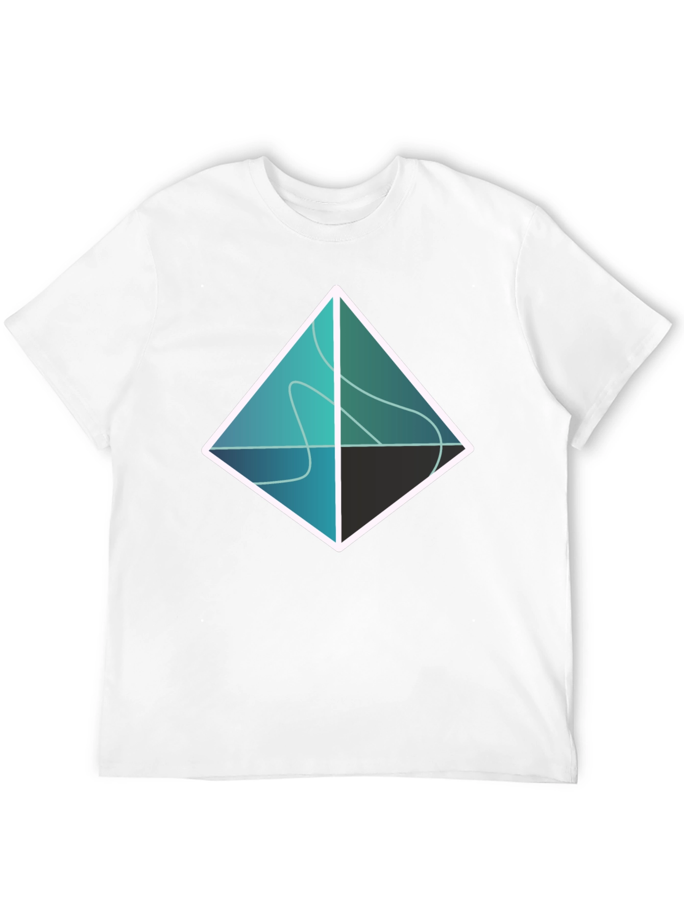 Abstract Geometric Diamond Graphic Tee - Black