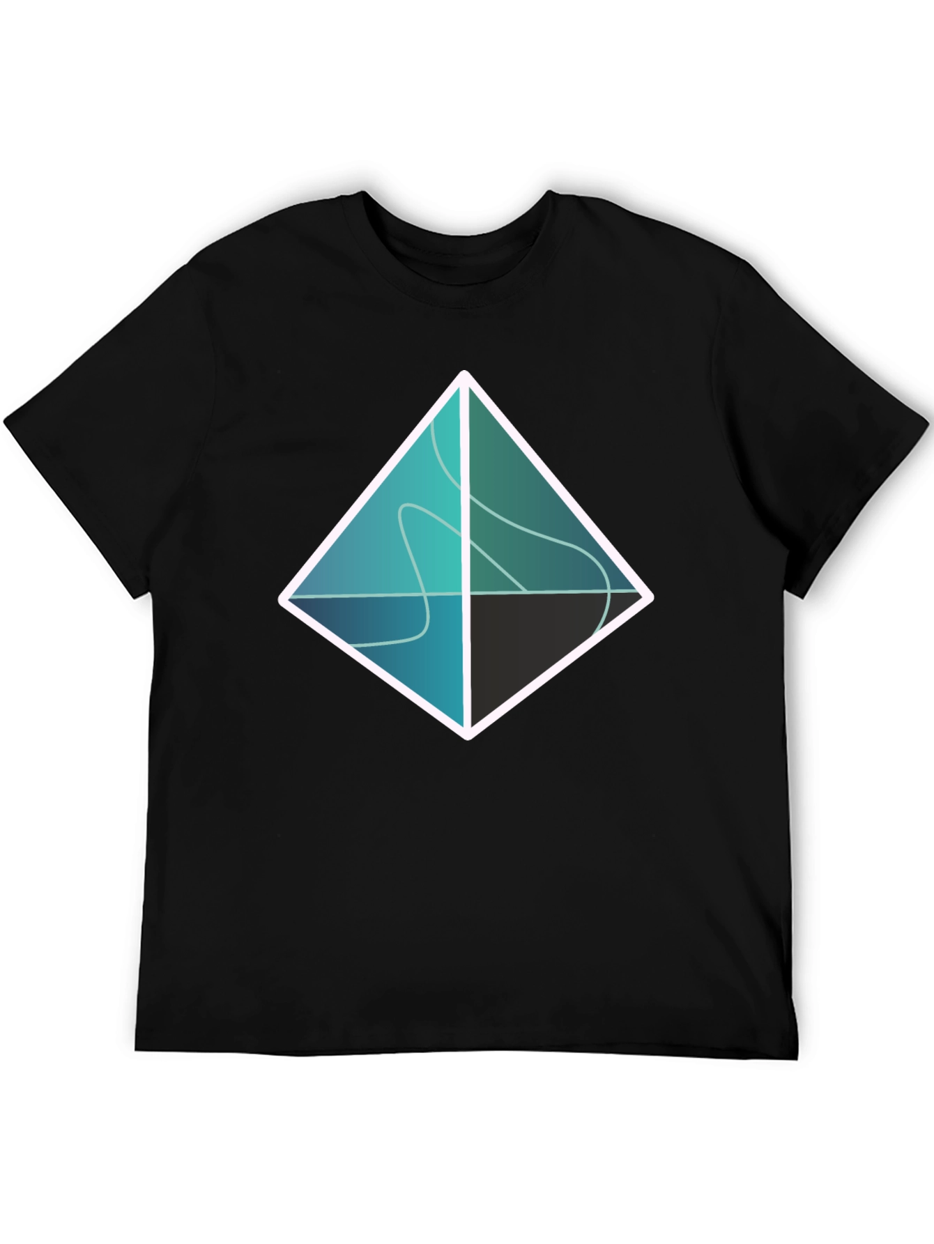 Abstract Geometric Diamond Graphic Tee - Black