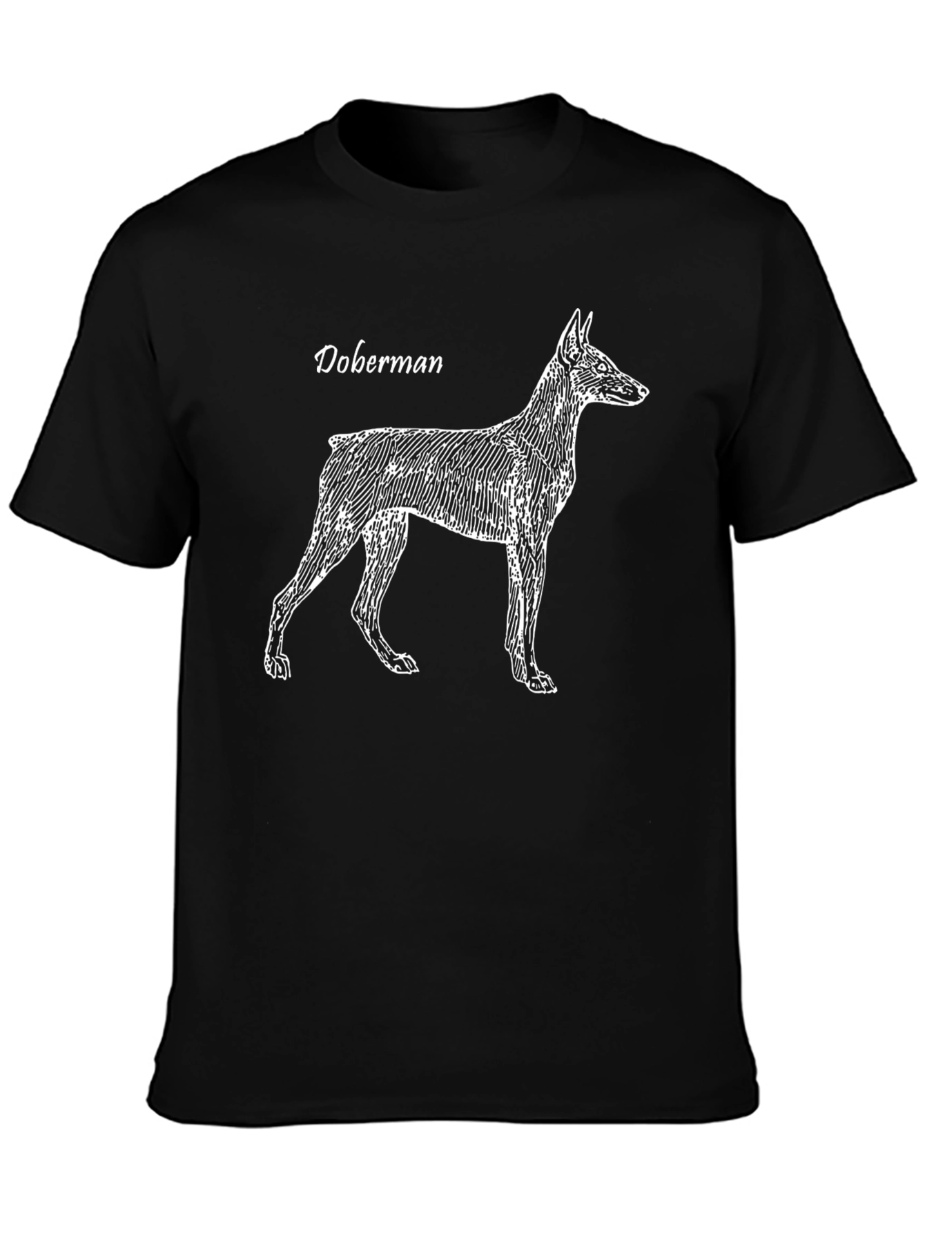 Doberman Dog Sketch Graphic T-Shirt - Black