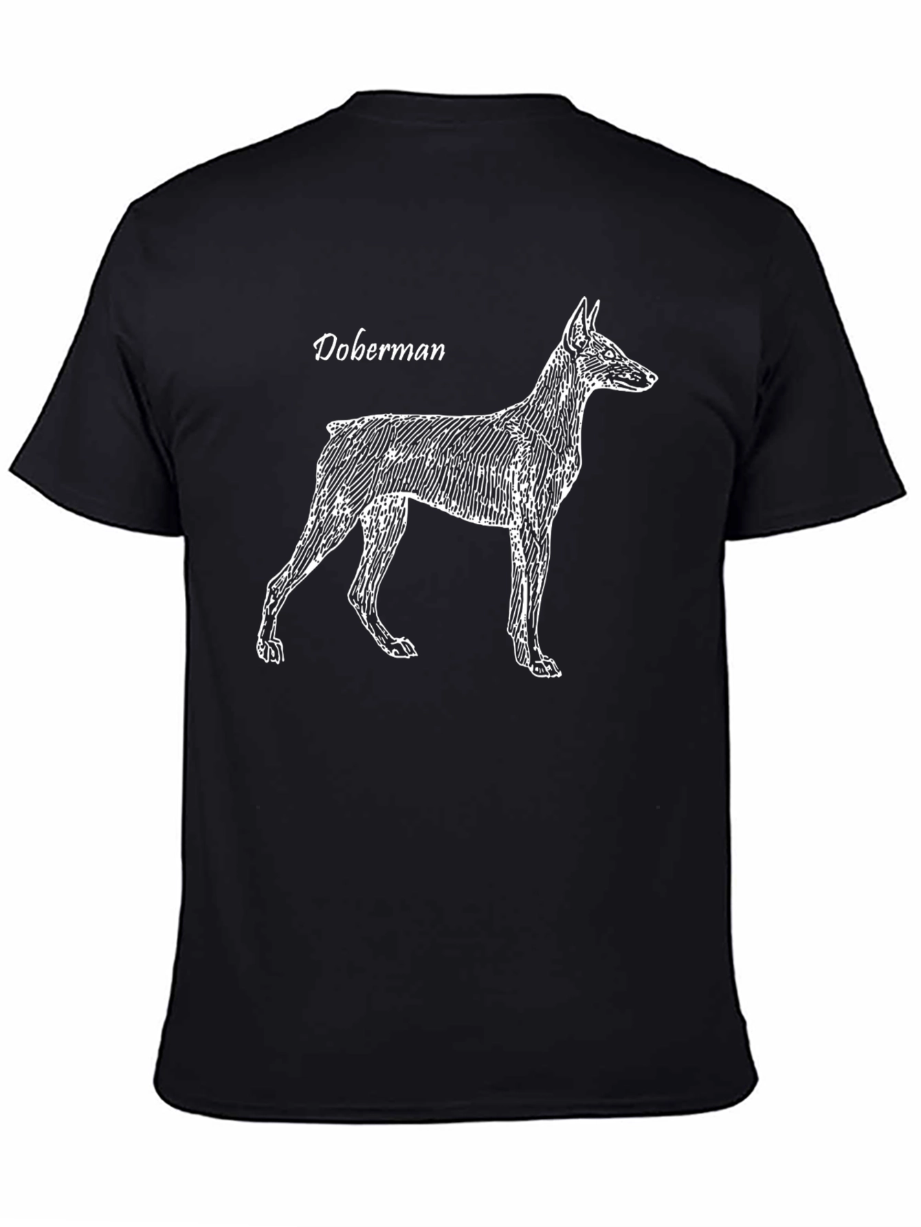Doberman Dog Sketch Graphic T-Shirt - Black