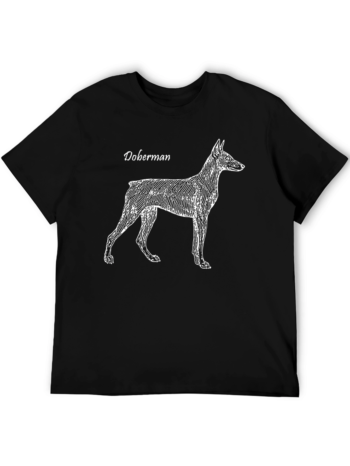 Doberman Dog Sketch Graphic T-Shirt - Black