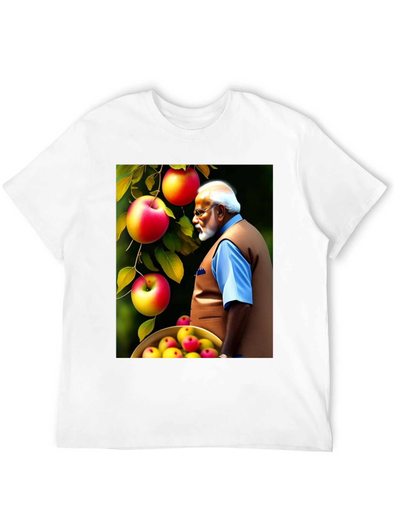 Mans Black T-Shirt with Apple & Modi Design