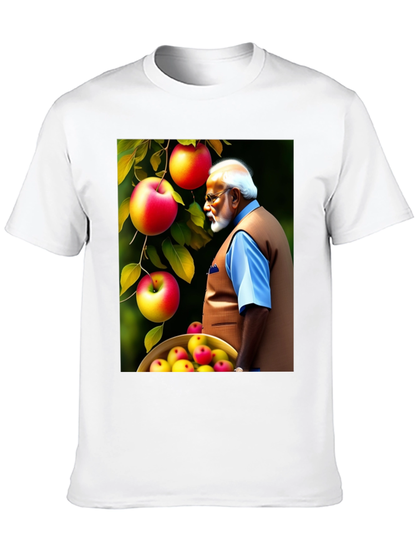 Mans Black T-Shirt with Apple & Modi Design