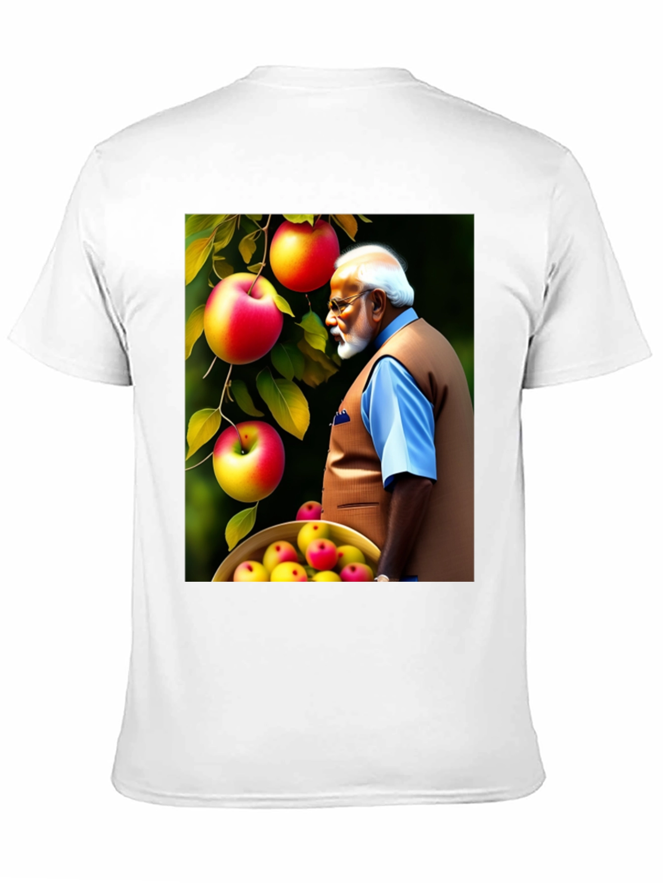 Mans Black T-Shirt with Apple & Modi Design