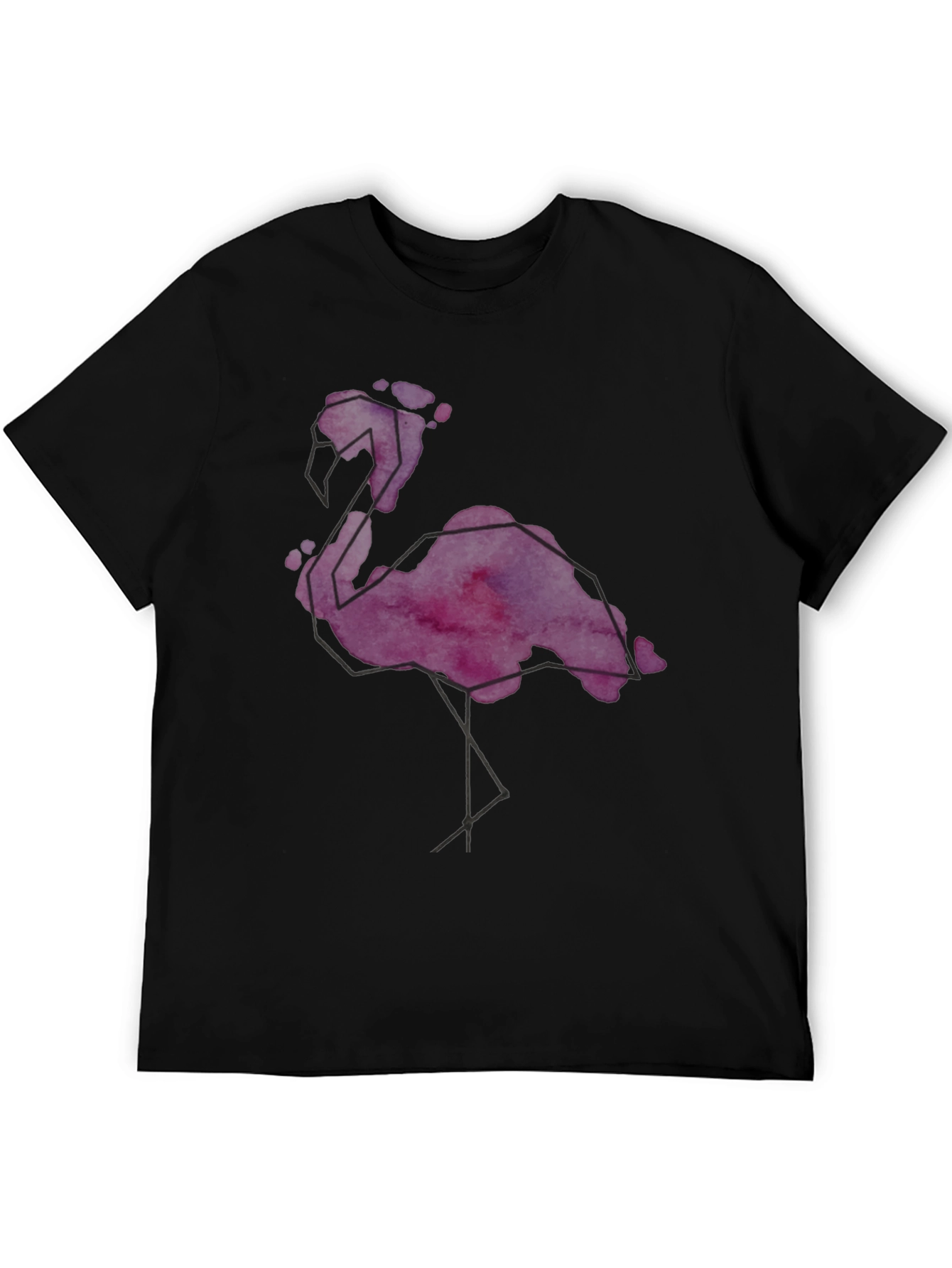 Geometric Flamingo Graphic Tee - Stylish Mens Black T-Shirt