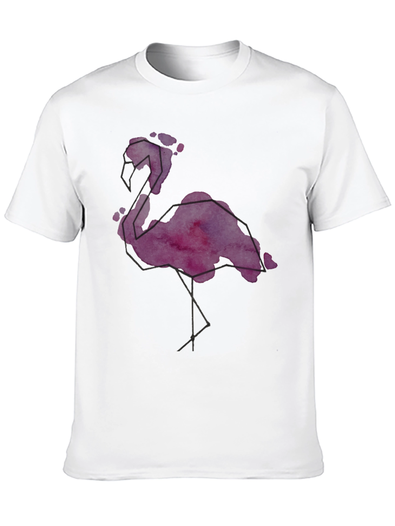 Geometric Flamingo Graphic Tee - Stylish Mens Black T-Shirt