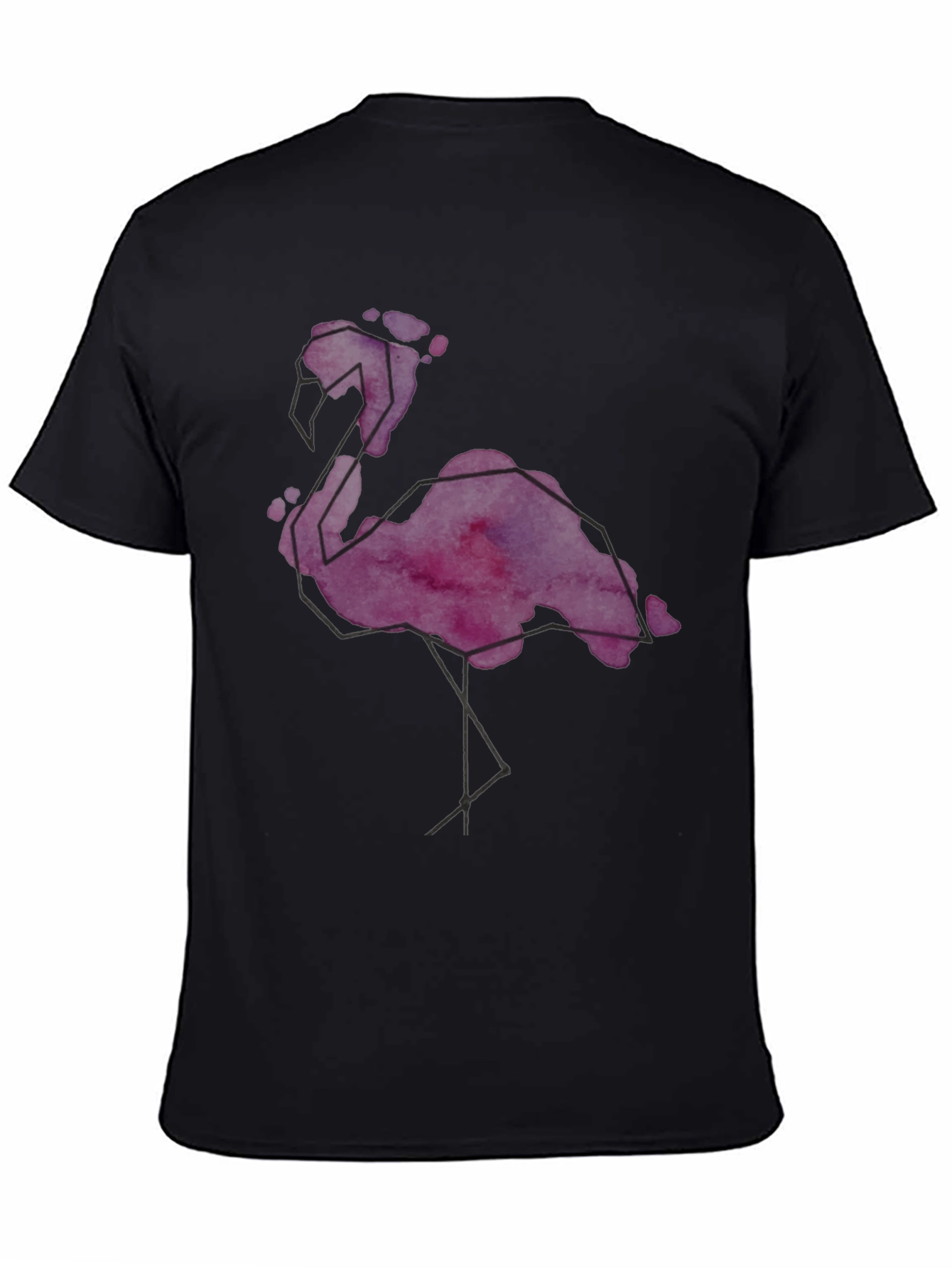 Geometric Flamingo Graphic Tee - Stylish Mens Black T-Shirt