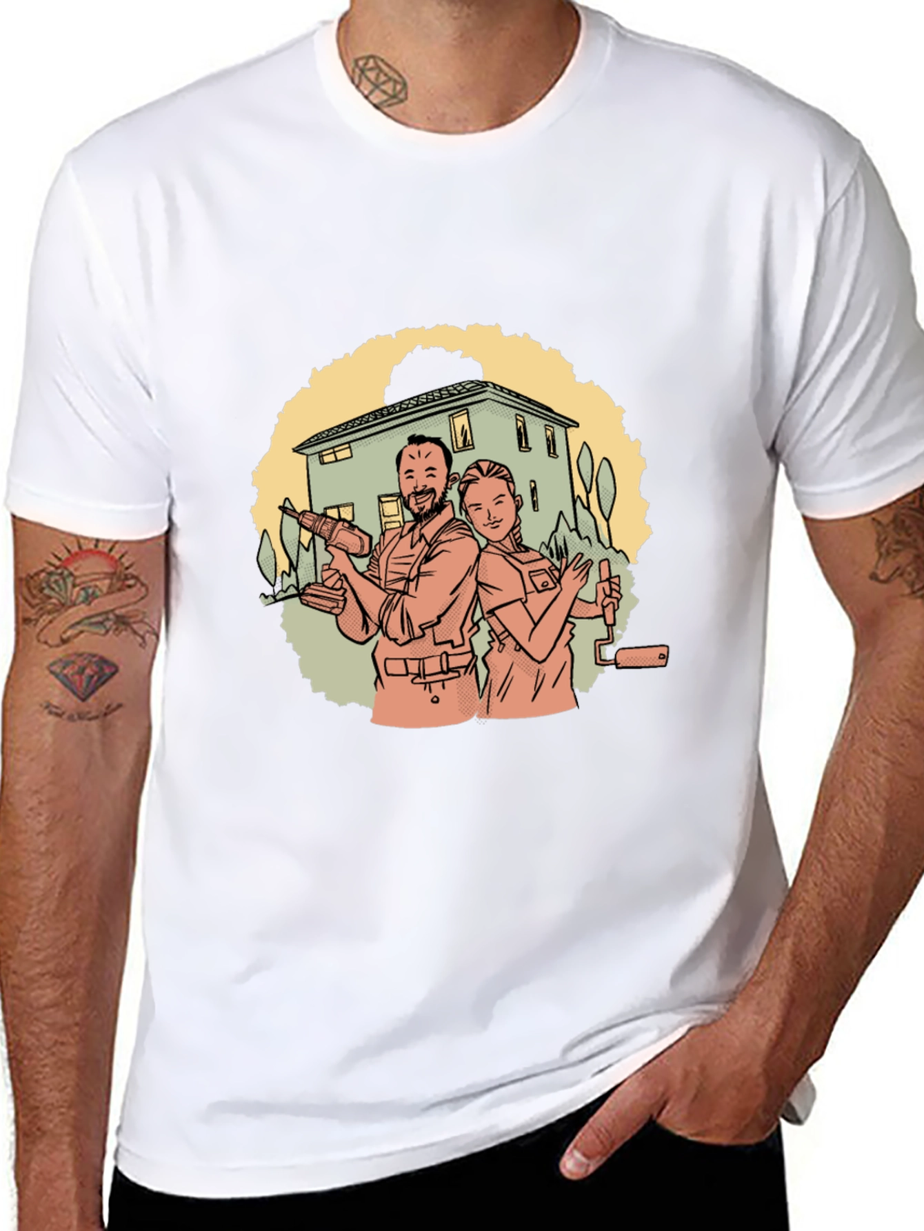DIY Couple Graphic Tee - Black Cotton T-Shirt