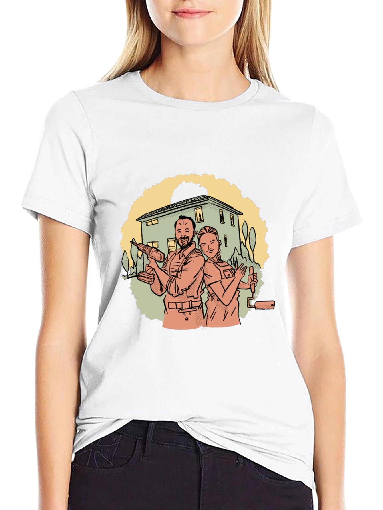 DIY Couple Graphic Tee - Black Cotton T-Shirt