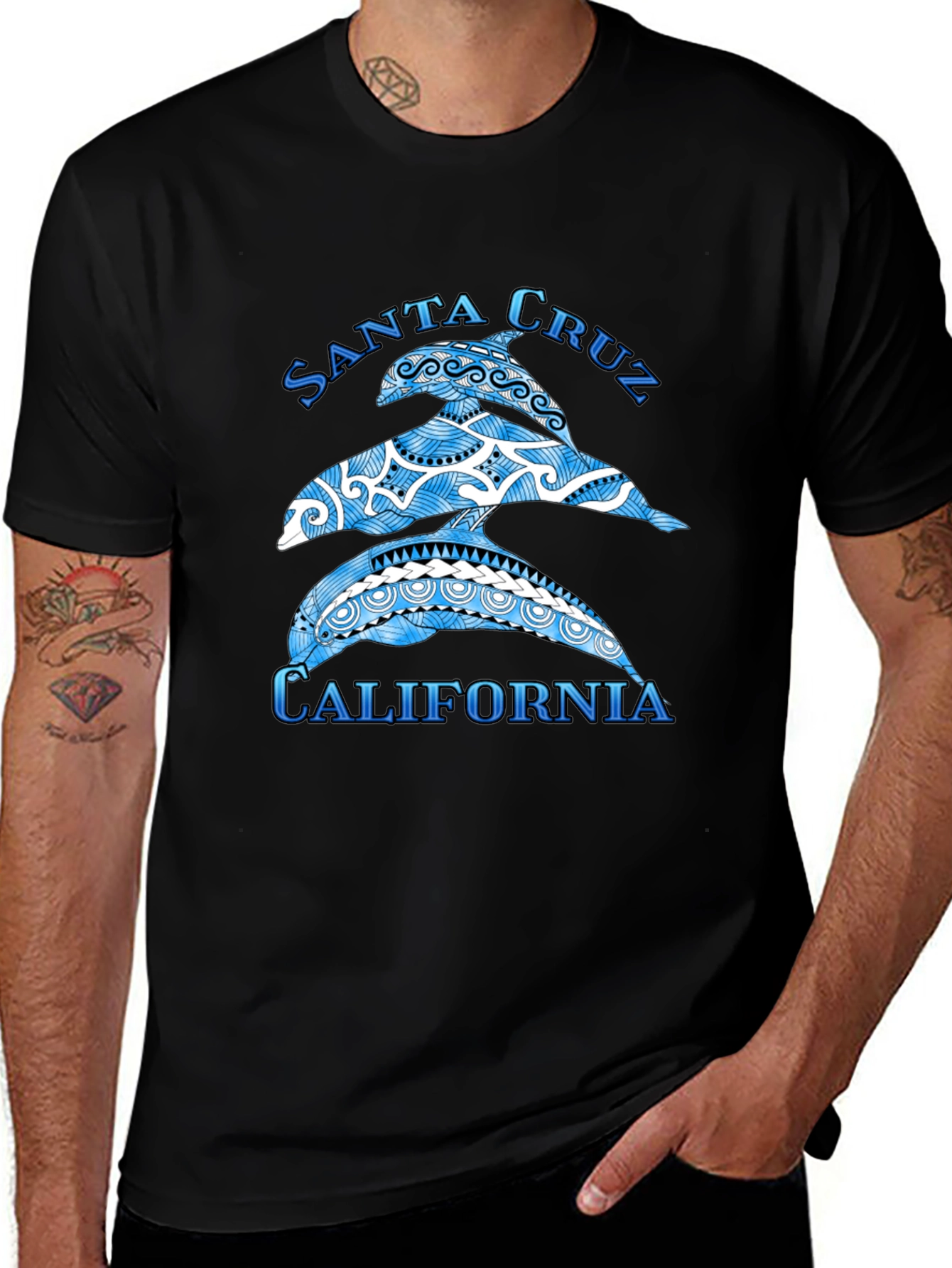Santa Cruz California Dolphin Graphic T-Shirt