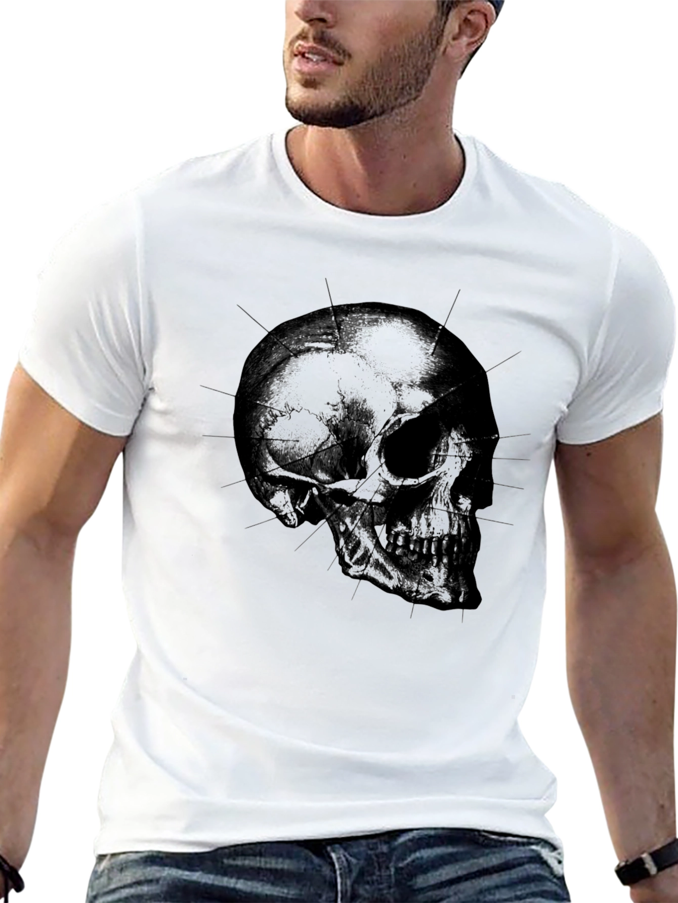 Edgy Skull Graphic Tee - Mens Black T-Shirt