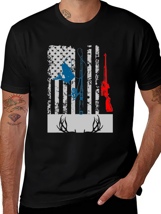 Hunting & Fishing American Flag Graphic Tee