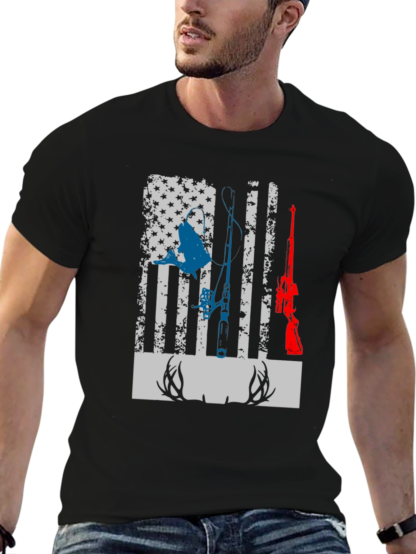 Hunting & Fishing American Flag Graphic Tee