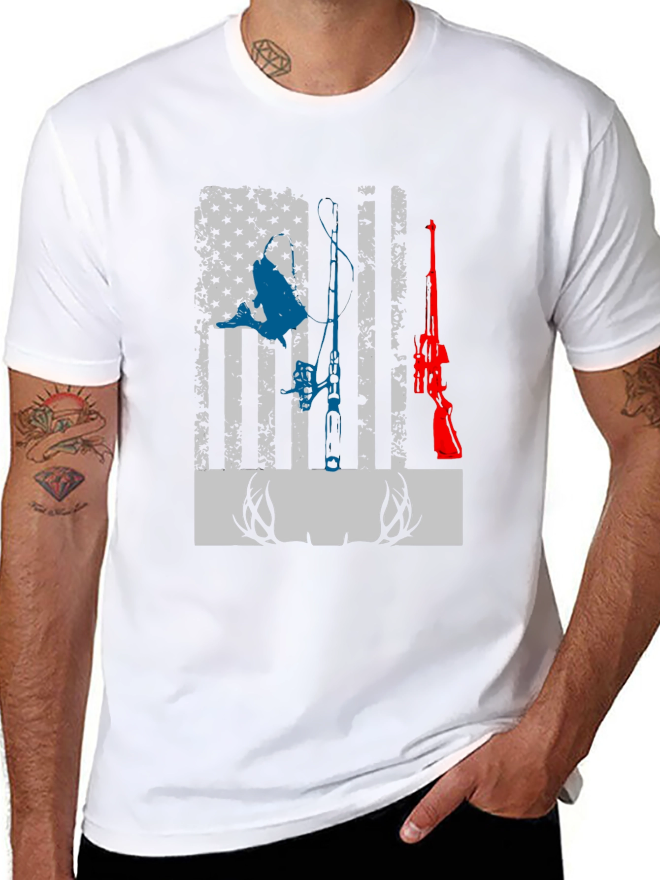 Hunting & Fishing American Flag Graphic Tee