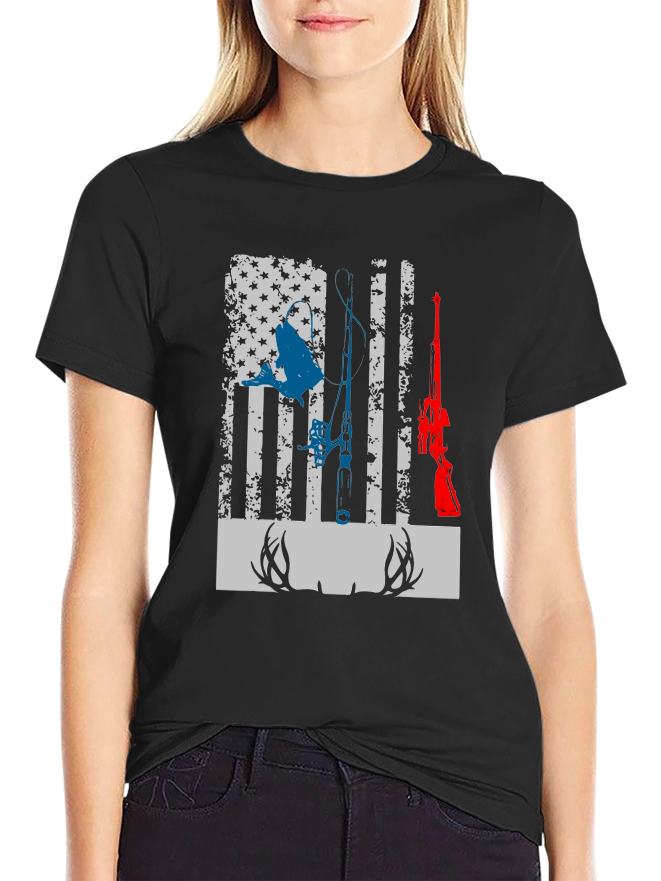 Hunting & Fishing American Flag Graphic Tee