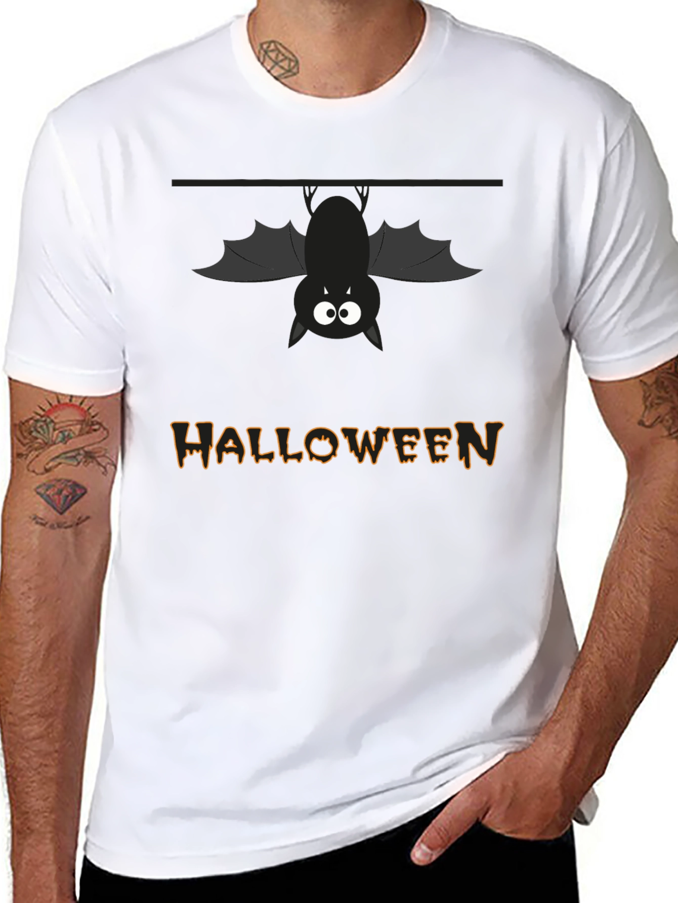 Halloween Bat Graphic T-Shirt - Mens Black Tee