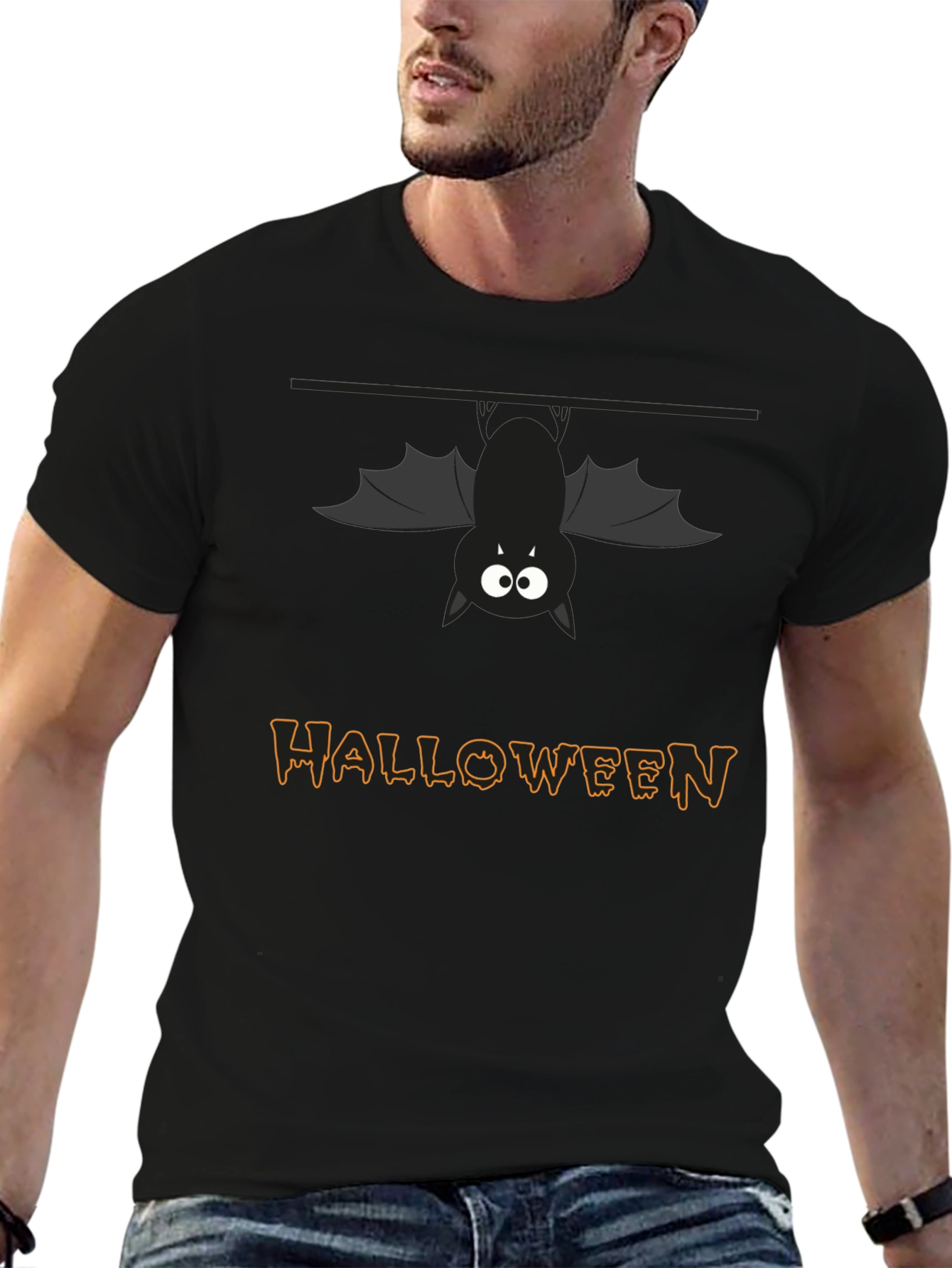 Halloween Bat Graphic T-Shirt - Mens Black Tee