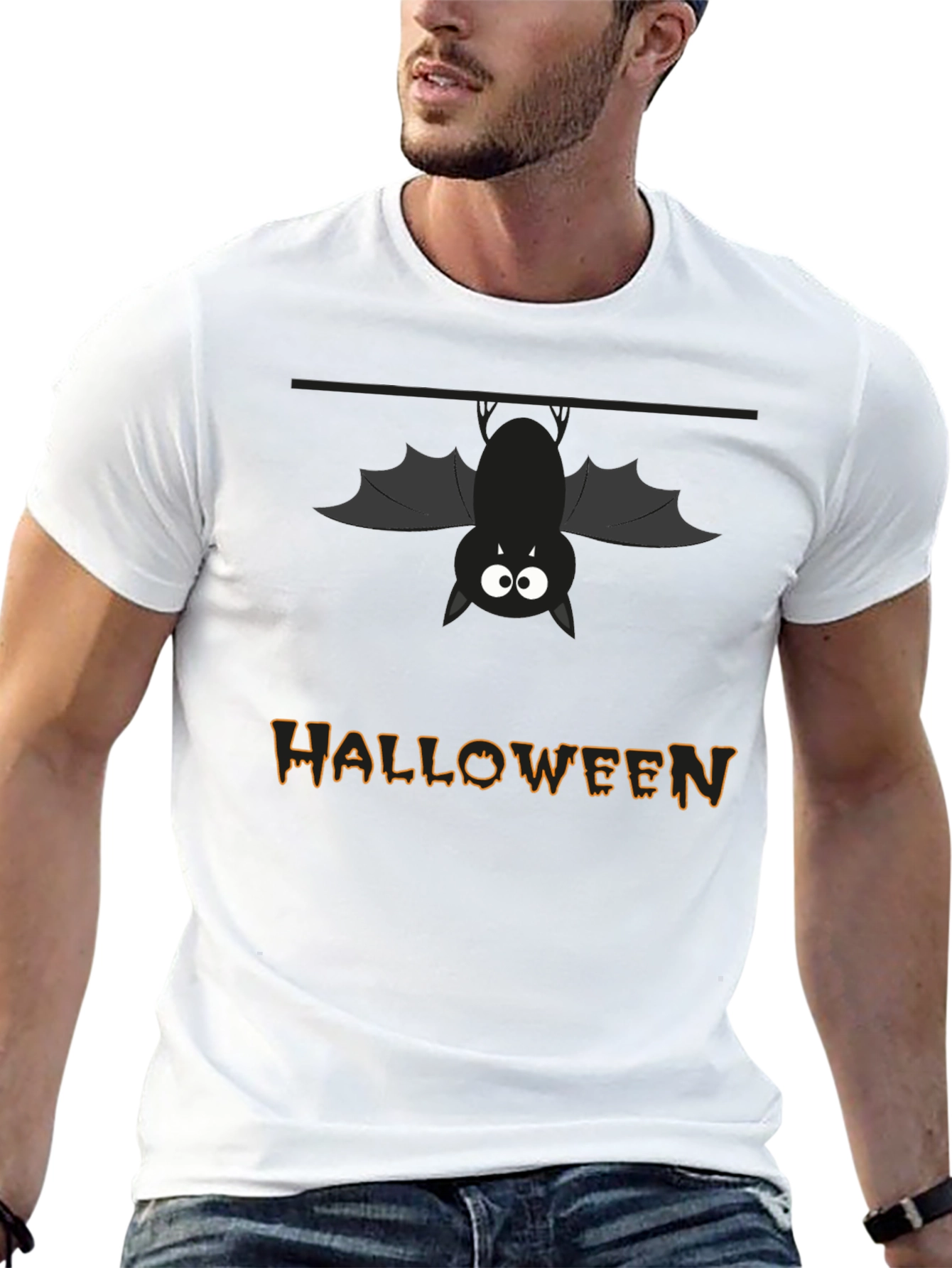 Halloween Bat Graphic T-Shirt - Mens Black Tee