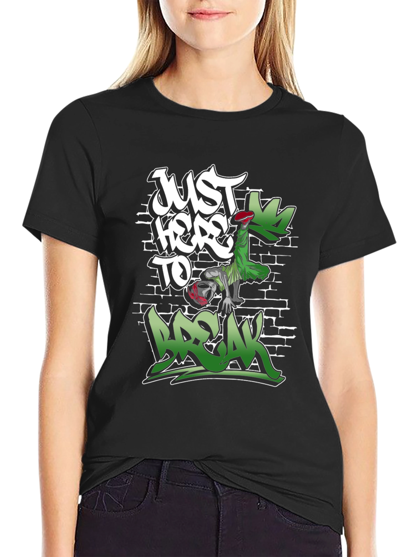 Just Here to Break Black Graphic Tee