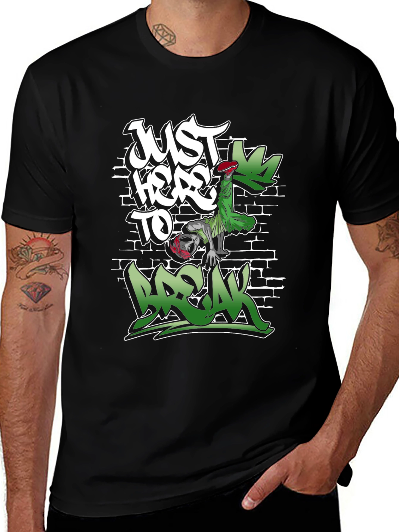 Just Here to Break Black Graphic Tee