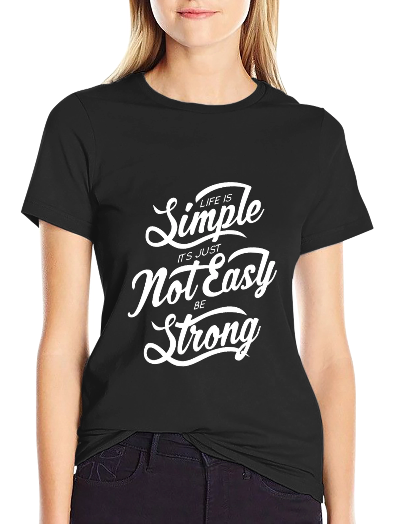 Life Is Simple Graphic Print Black T-Shirt