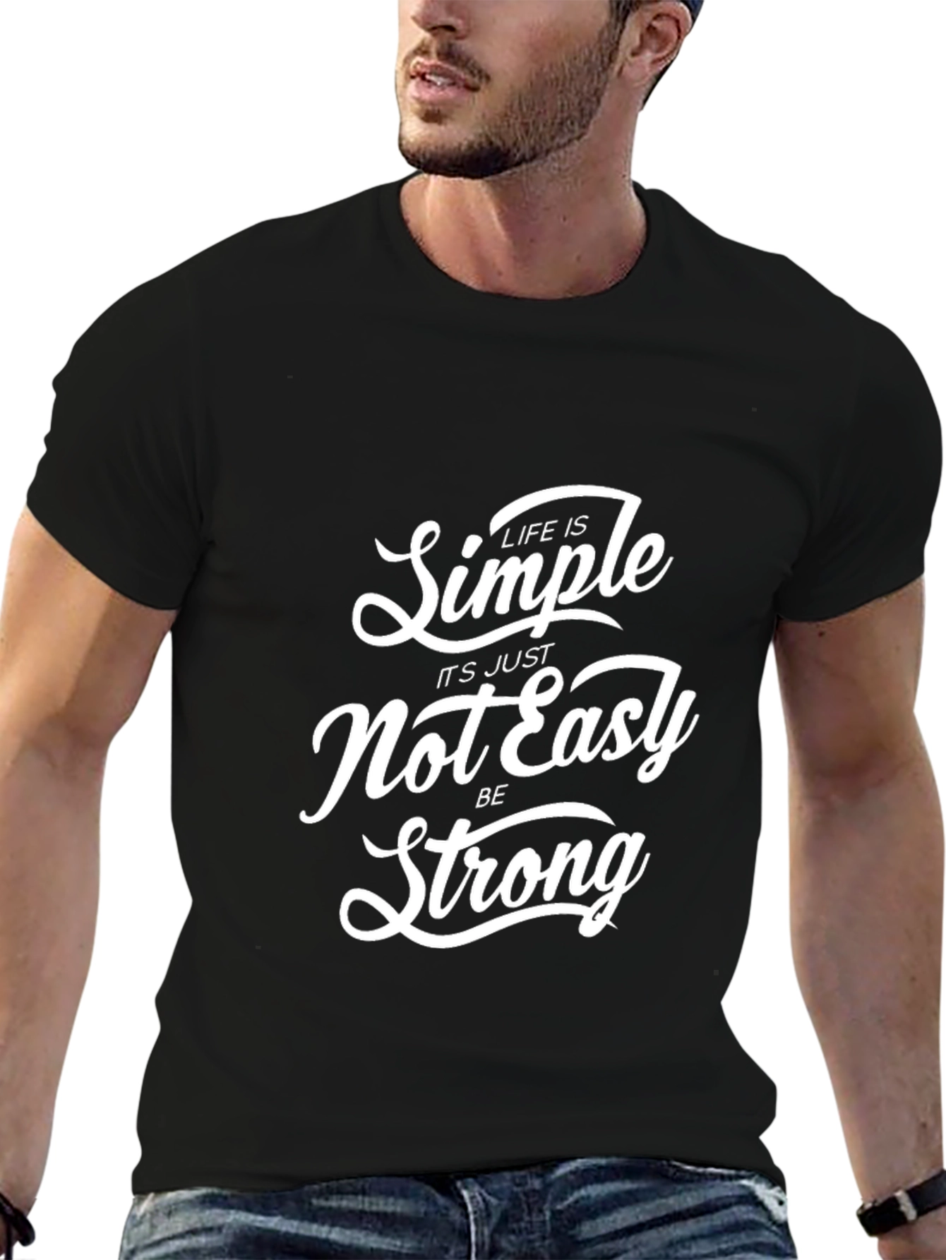 Life Is Simple Graphic Print Black T-Shirt