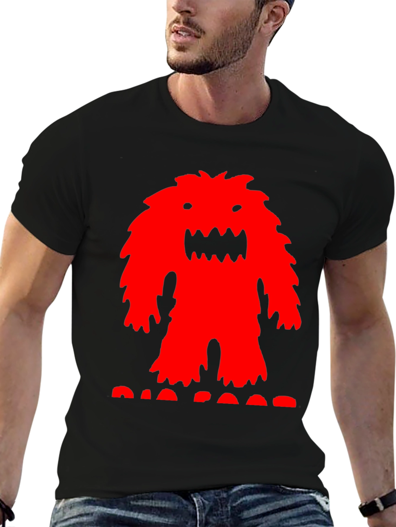 Monster Graphic Tee - Black Cotton T-Shirt