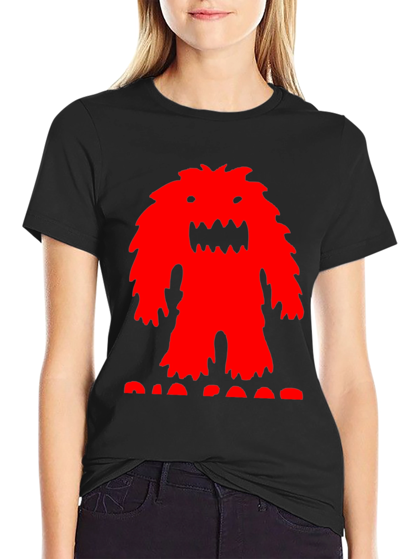 Monster Graphic Tee - Black Cotton T-Shirt
