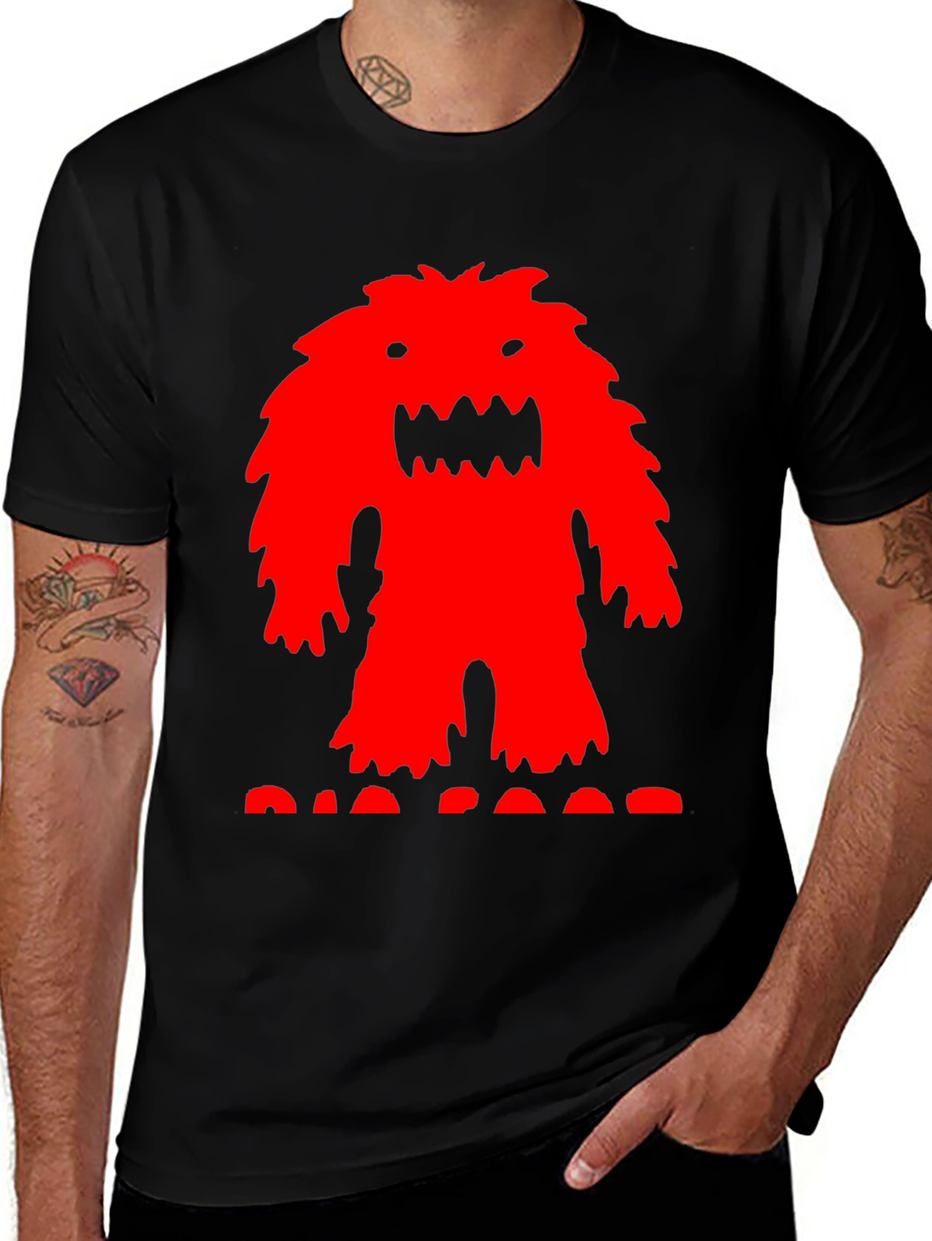Monster Graphic Tee - Black Cotton T-Shirt
