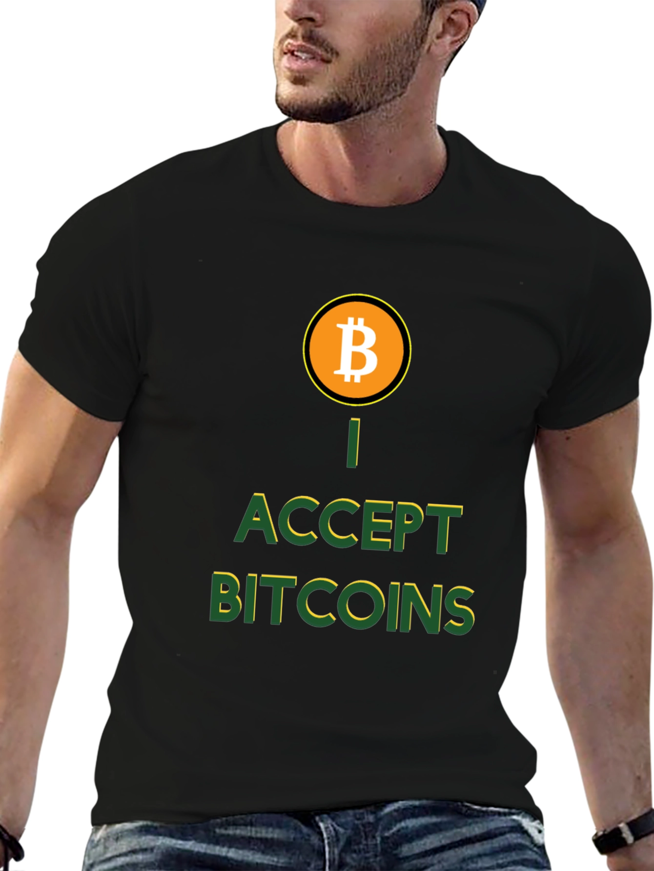 I Accept Bitcoins Black T-Shirt