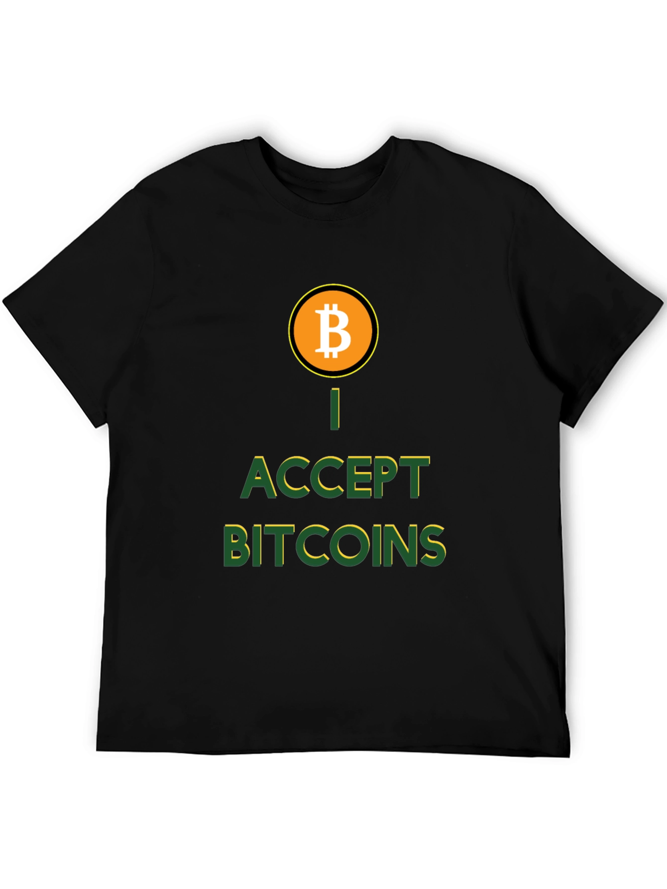 I Accept Bitcoins Black T-Shirt