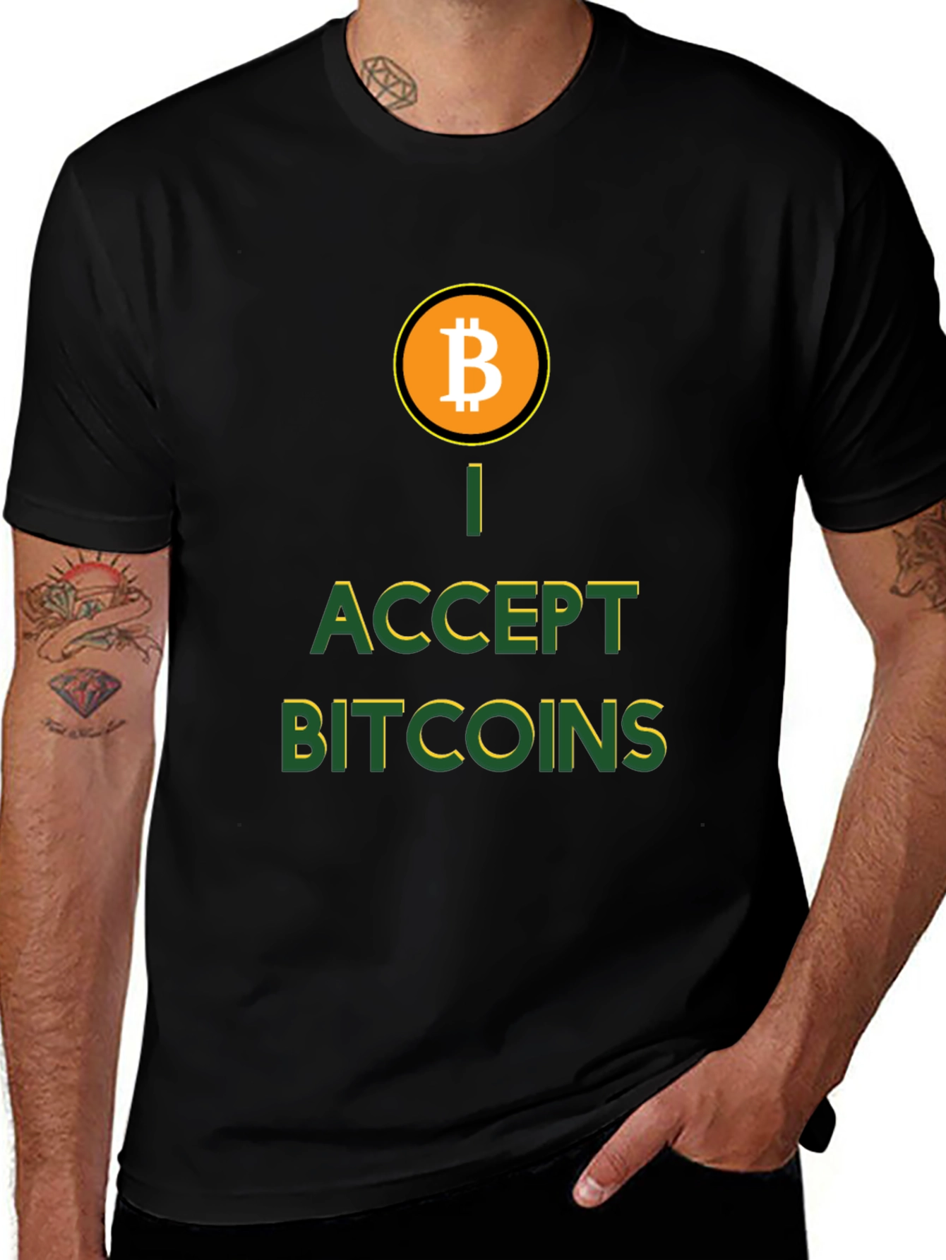 I Accept Bitcoins Black T-Shirt