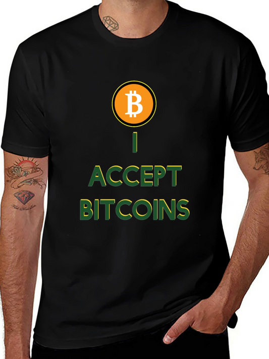 I Accept Bitcoins Black T-Shirt