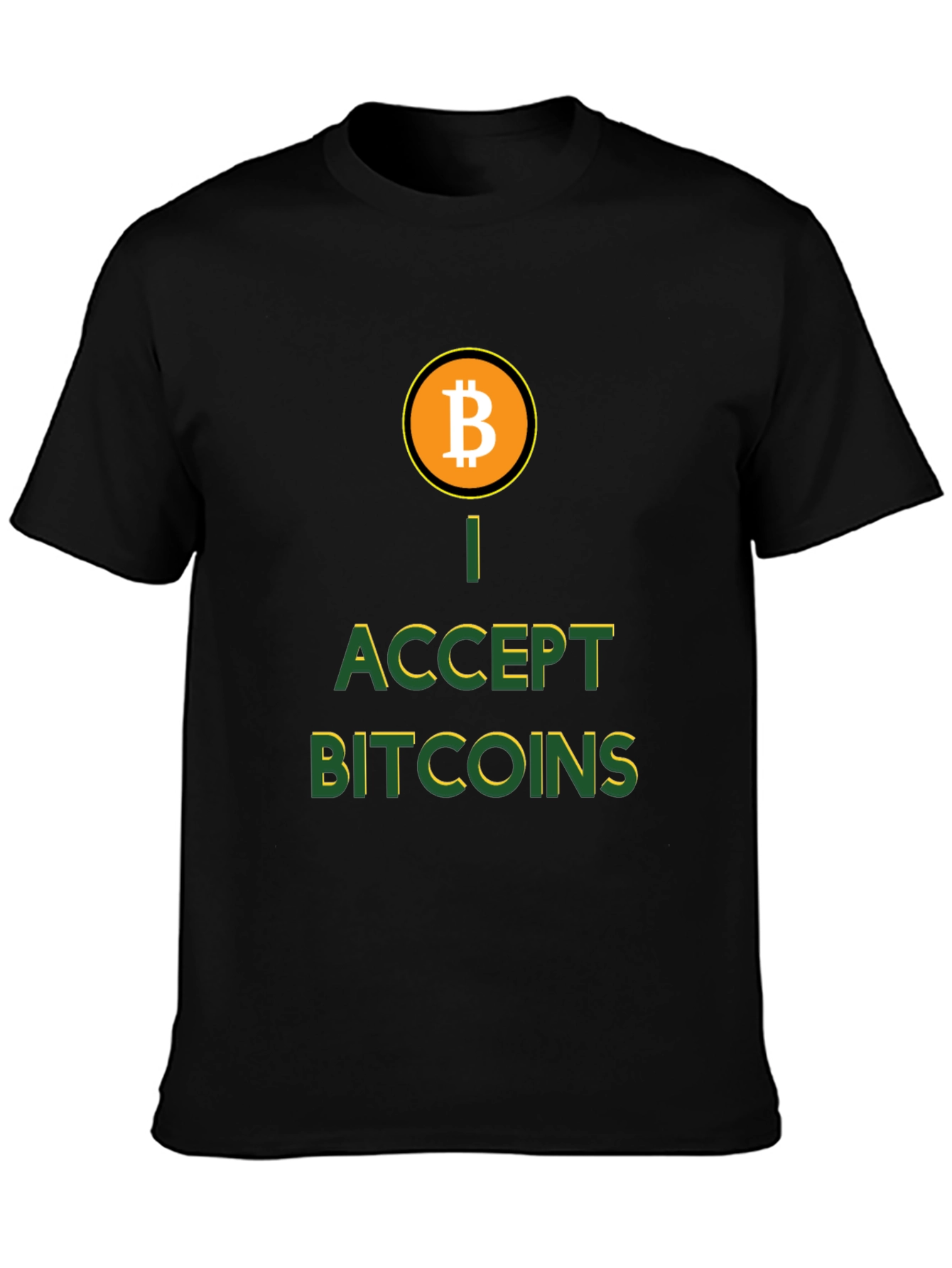 I Accept Bitcoins Black T-Shirt