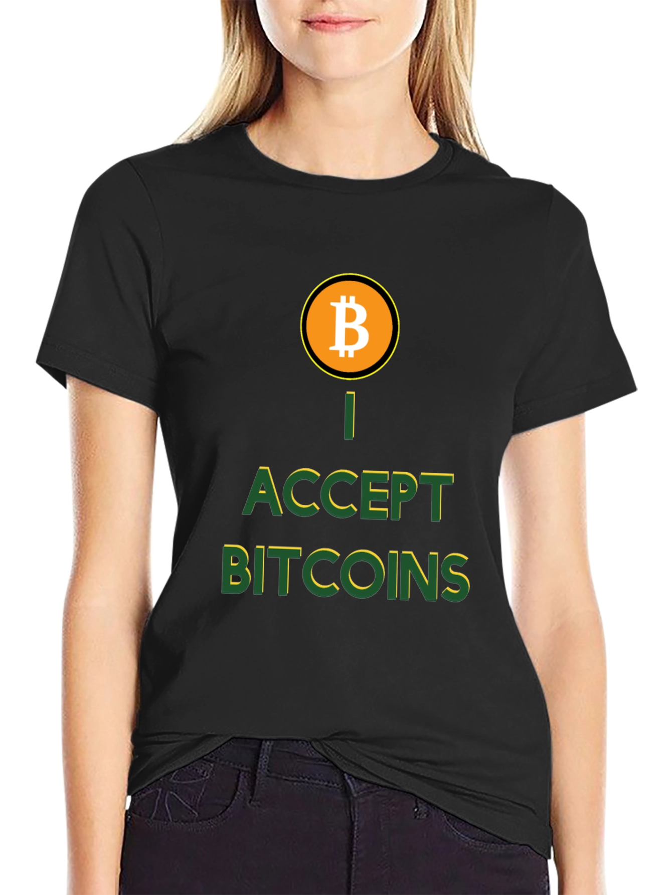 I Accept Bitcoins Black T-Shirt