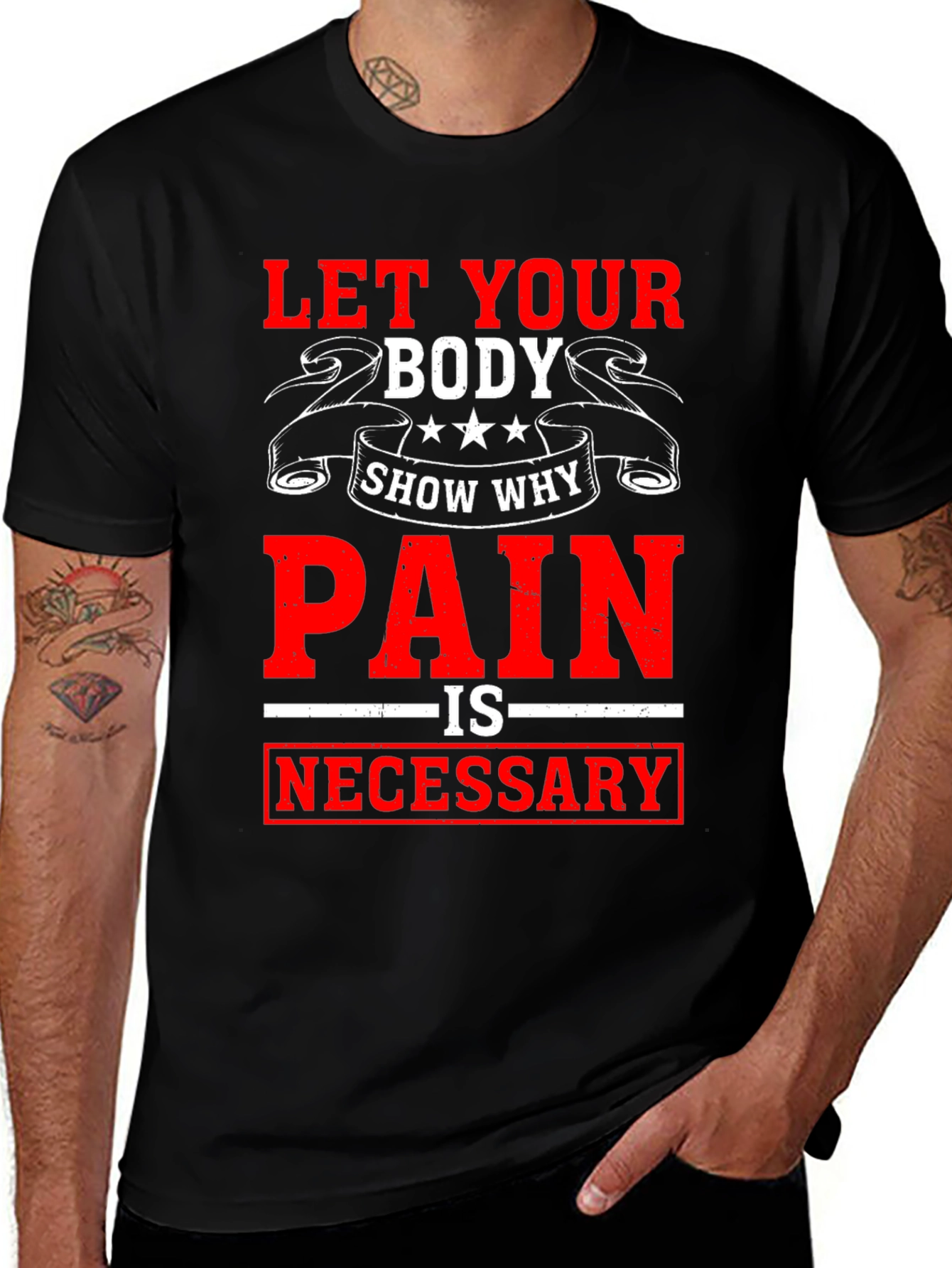 Motivational Workout T-Shirt: Pain is Necessary