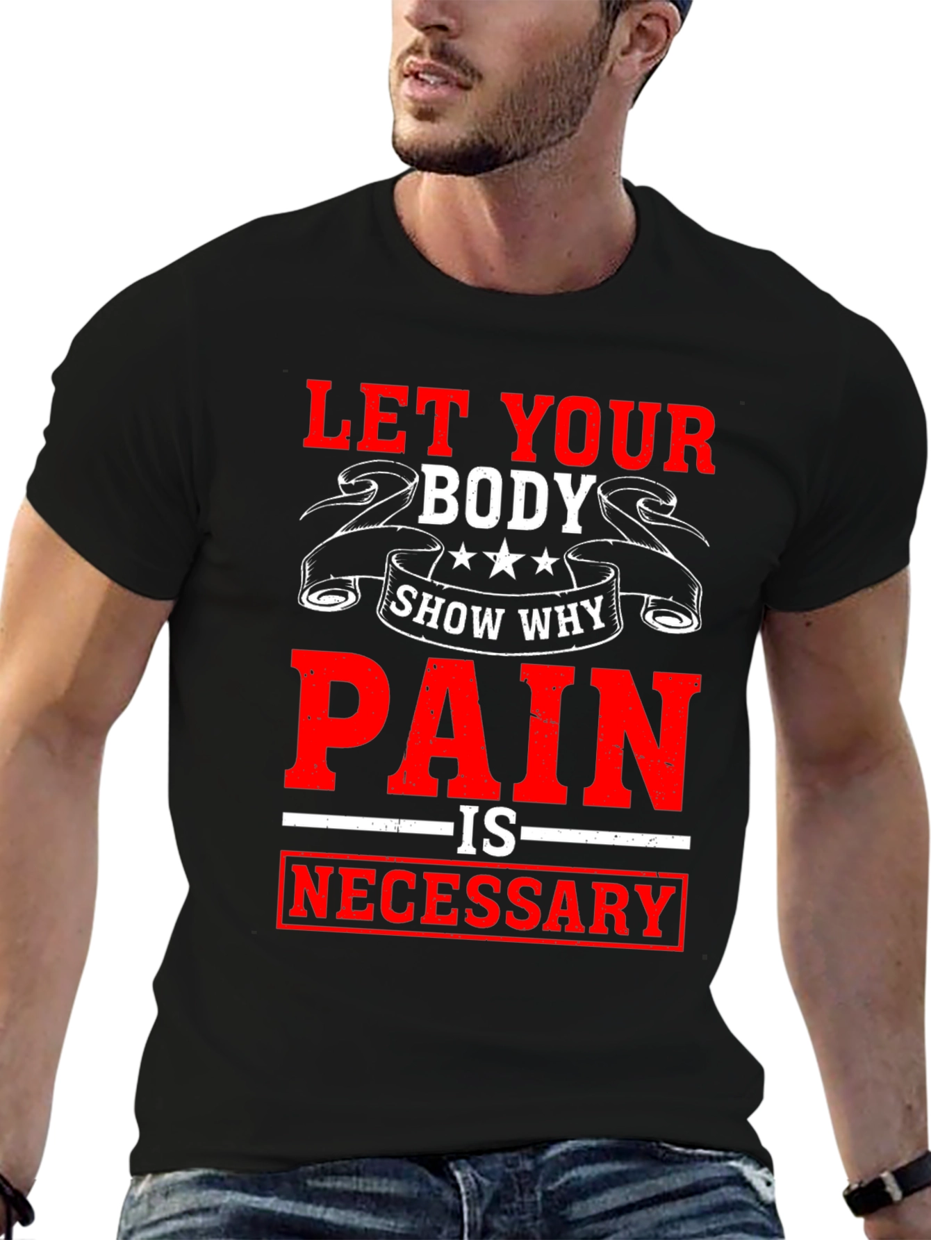 Motivational Workout T-Shirt: Pain is Necessary