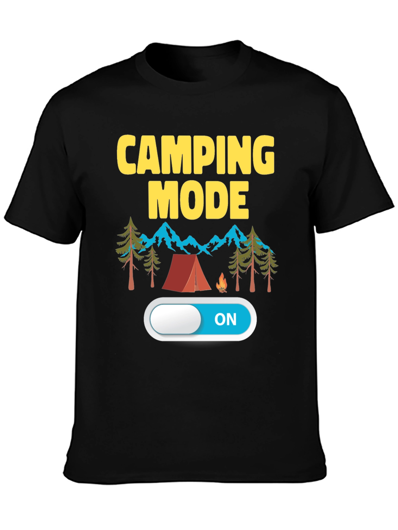 Camping Mode ON Black T-Shirt